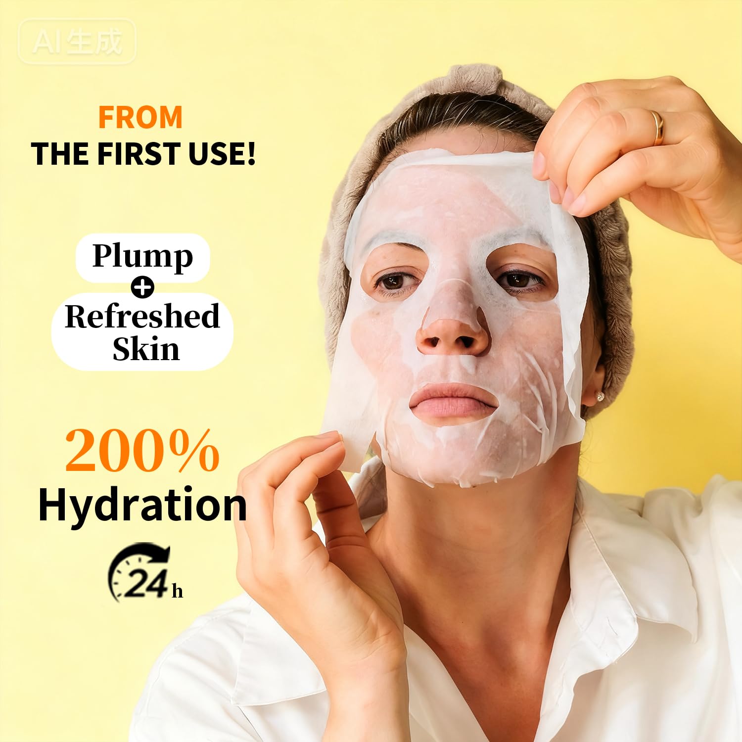 RAZUYEN Firming and Moisturizing Sheet Face Masks (Pack of 10) with Hyaluronic Acid and Peptides, Reduce Fine Lines and Wrinkles, Hydrating & Anti-Aging Spa Face Mask, Facial Skin Care - Medaid International