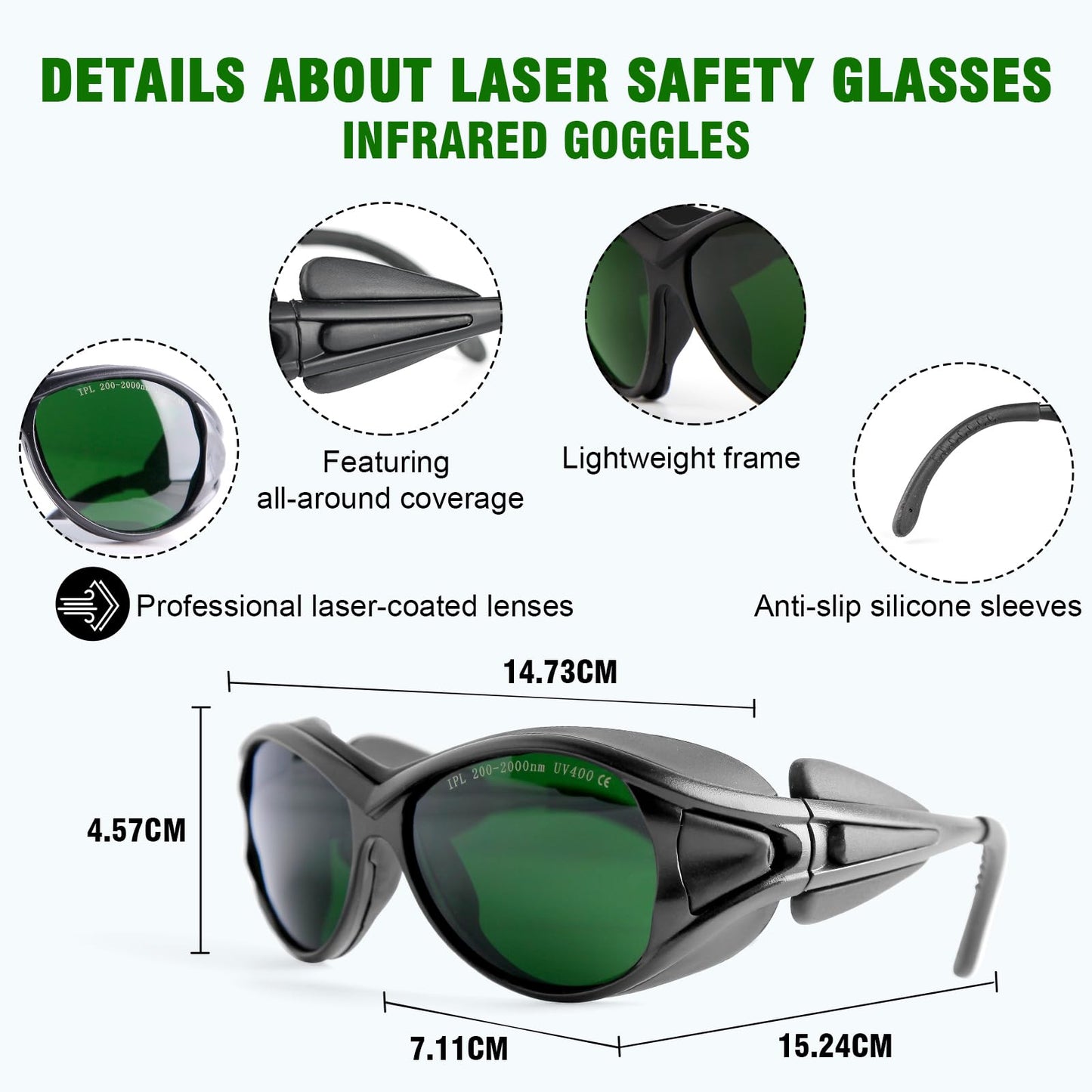 ULTREMA Laser Hair Removal Glasses, Laser Safety Glasses, IPL 200-2000nm for Laser Hair Removal Treatment and Laser Cosmetology Operator Eye Protection. - Medaid International