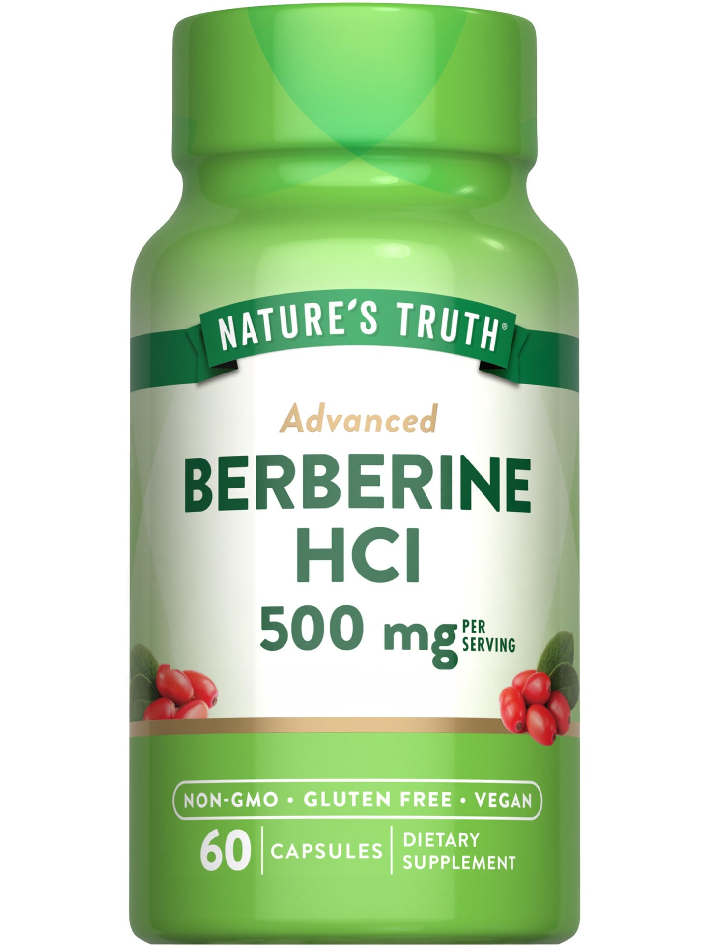 Nature's Truth Berberine HCl 500mg | 60 Capsules | from Barberry Extract | Vegan, Non-GMO, and Gluten Free Supplement - Medaid International