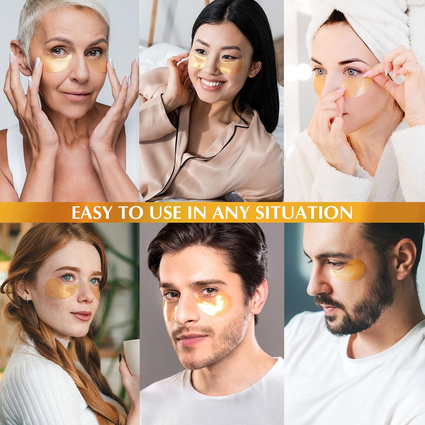 Enaskin Naturals Under Eye Patches Dark Circles Under Eye Masks for Puffiness - 24K Gold Eye Gel Pads Retinol Collagen Hyaluronic Acid Moisturizing & Reducing Wrinkles (24K Gold) - Medaid International