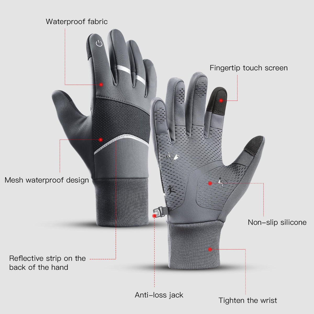 KASTWAVE Winter Gloves - Waterproof, Thermal, Touchscreen Friendly for Outdoor Sports, Running, Biking, and Driving - Unisex Design for Men and Women