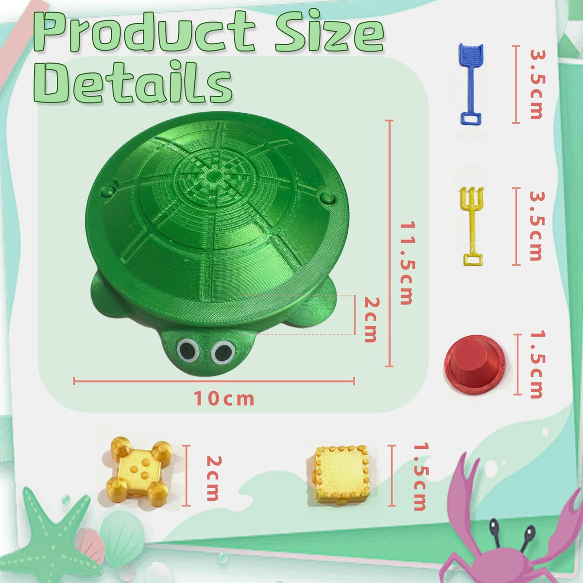 Mini Turtle Sandbox for Desk, Turtle Sandbox with Lid, Minis Zen Garden with Molds Sand Mini Tools Fun Gifts
