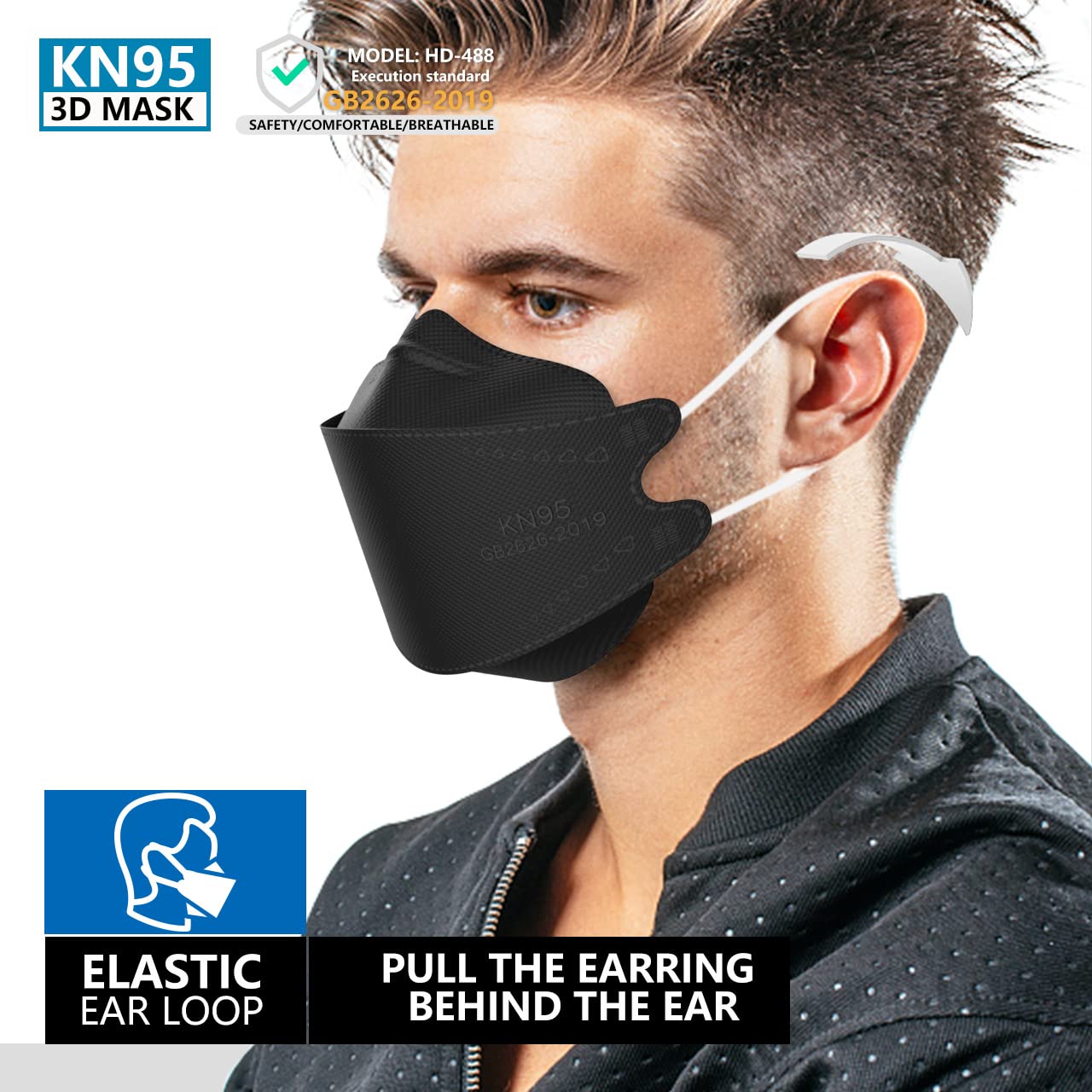 KIMARS KN95 Face Masks 50 Pack, Breathable Comfortable and Disposable KN95 Mask, Black - Medaid International