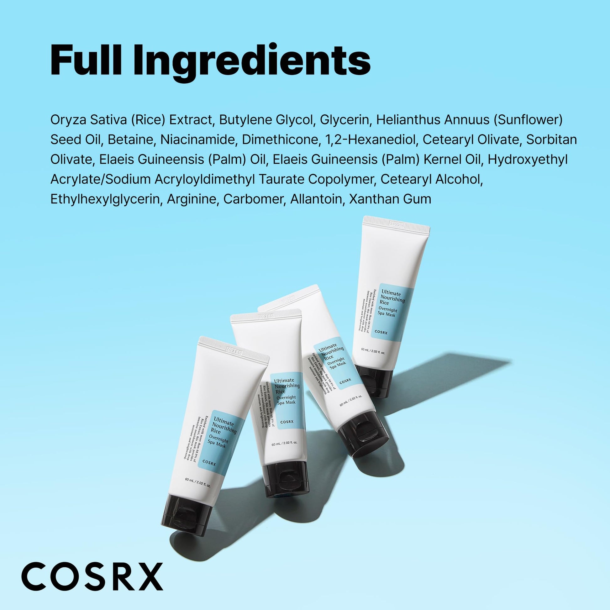 COSRX Ultimate Nourishing Rice Overnight Spa Mask, 60ml / 2.02 fl.oz | Rice Extract 68% and Niacinamide 2%, Korean Skin Care, Stocking Stuffers, Holiday Gifts, Gifts for Women - Medaid International