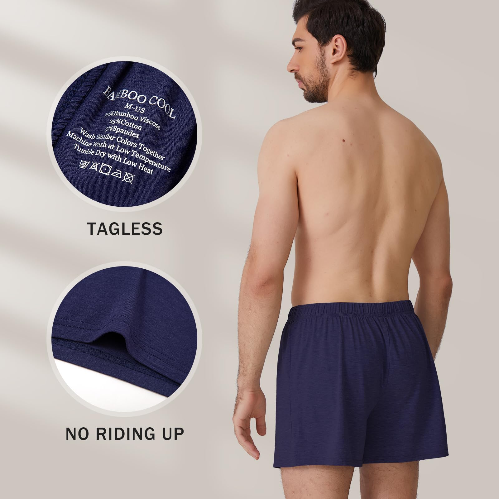 BAMBOO COOL Men's Boxer Short soft and Breathable Knit Boxers for men Moisture-wicking Underwear with Button Fly 3 Pack - Medaid International