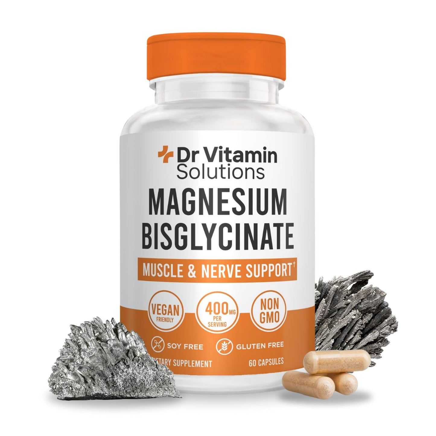 DR VITAMIN SOLUTIONS Magnesium Bisglycinate Chelate 400mg | High Absorption Albion® Chelated Magnesium Glycinate Supplement for Sleep, Muscle, Nerve Support | Stomach-Friendly 60 Vegan Capsules - Medaid International
