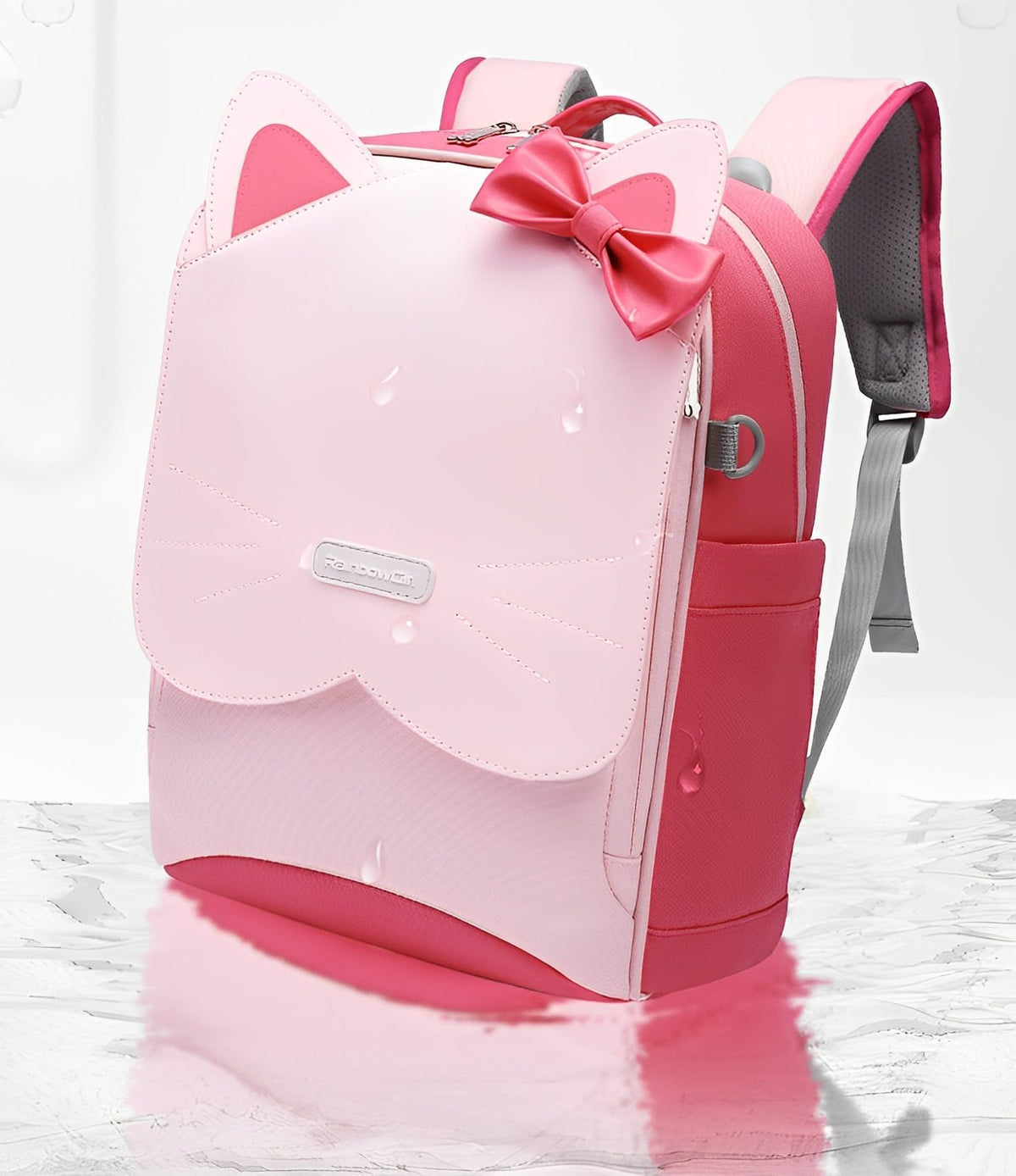 TERRIFI Kids Backpack, Cute Cat Face Waterproof School Bag, for Elementary School Grade 1-6, Widen Shoulder Strap, Comfort and Load Reduction, Reflective Shoulder Strap, for Girls Boys 100-130cm Tall