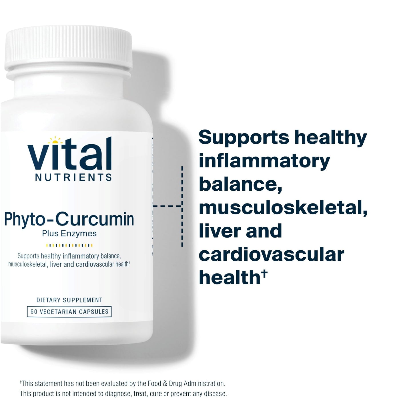 Vital Nutrients Phyto-Curcumin Plus Enzymes | Curcumin Supplements with Phytosome Extract | Support for Muscle, Bone, Liver, and Heart Health* | Gluten, Dairy, Soy Free | 60 Capsules - Medaid International
