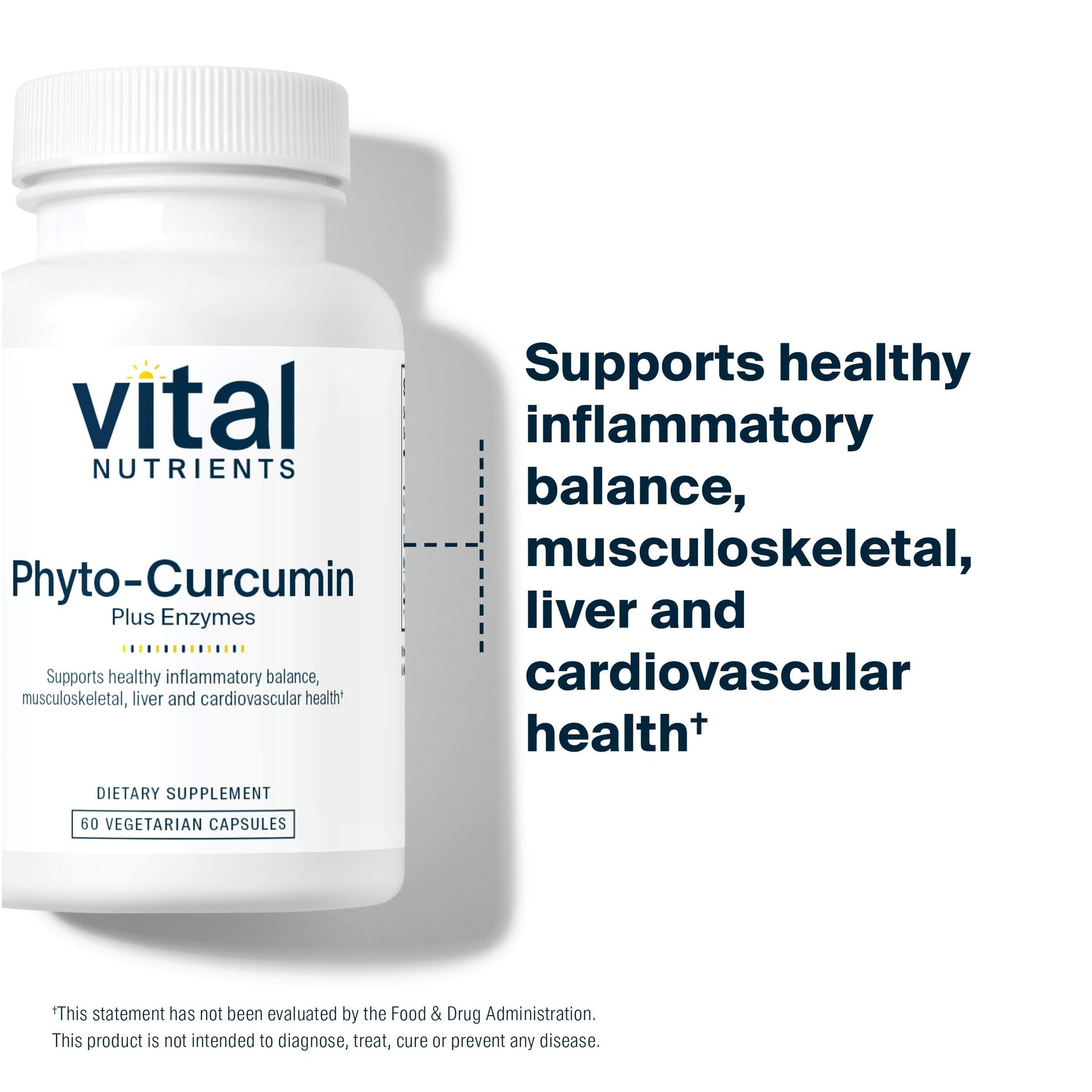 Vital Nutrients Phyto-Curcumin Plus Enzymes | Curcumin Supplements with Phytosome Extract | Support for Muscle, Bone, Liver, and Heart Health* | Gluten, Dairy, Soy Free | 60 Capsules - Medaid International