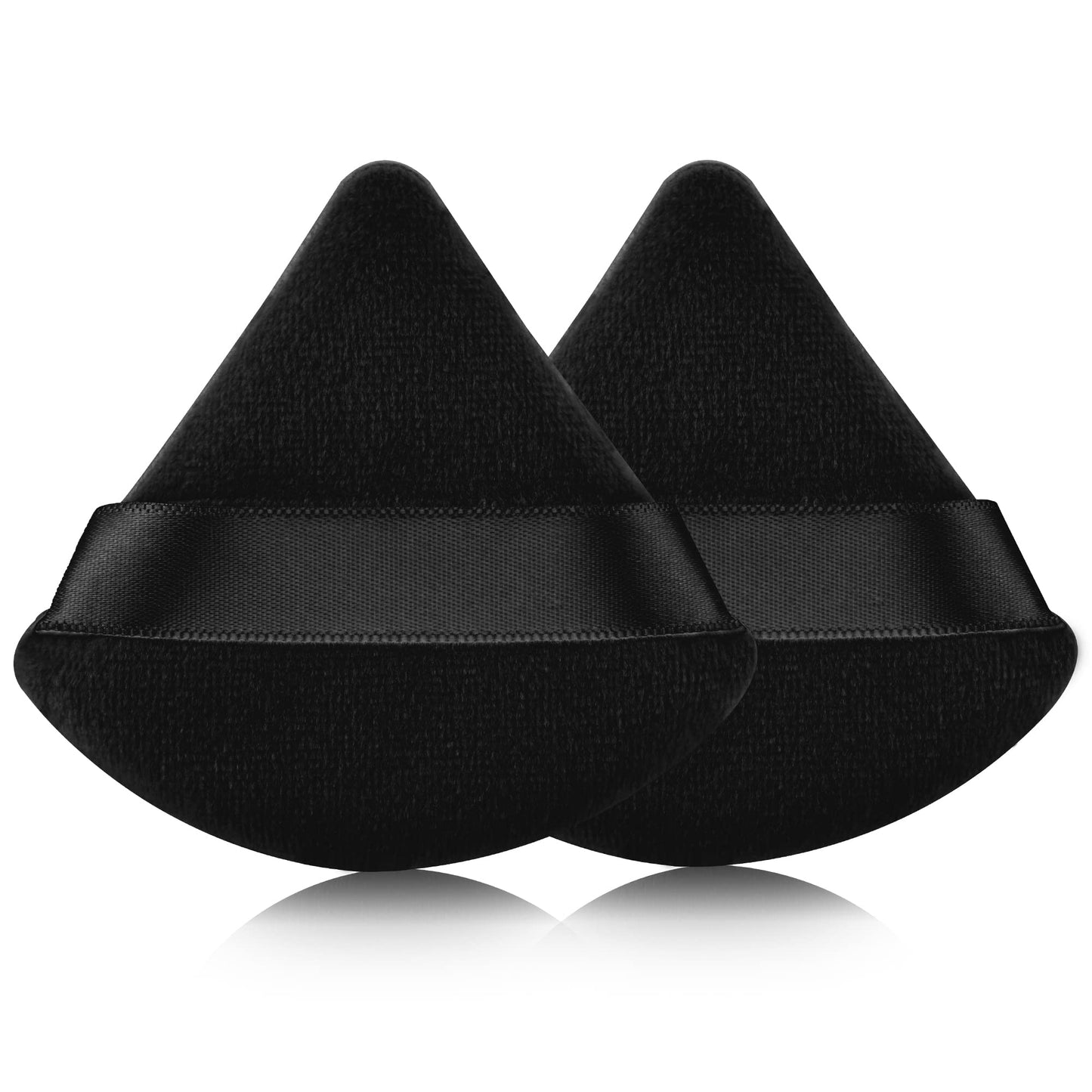 2 Pcs EVAOUXIU Triangle Powder Puff for Face Powder, Soft Plush Setting Powder Puff, Velour Cosmetic Foundation Blender Sponge Beauty Makeup Tools (Black) - Medaid International