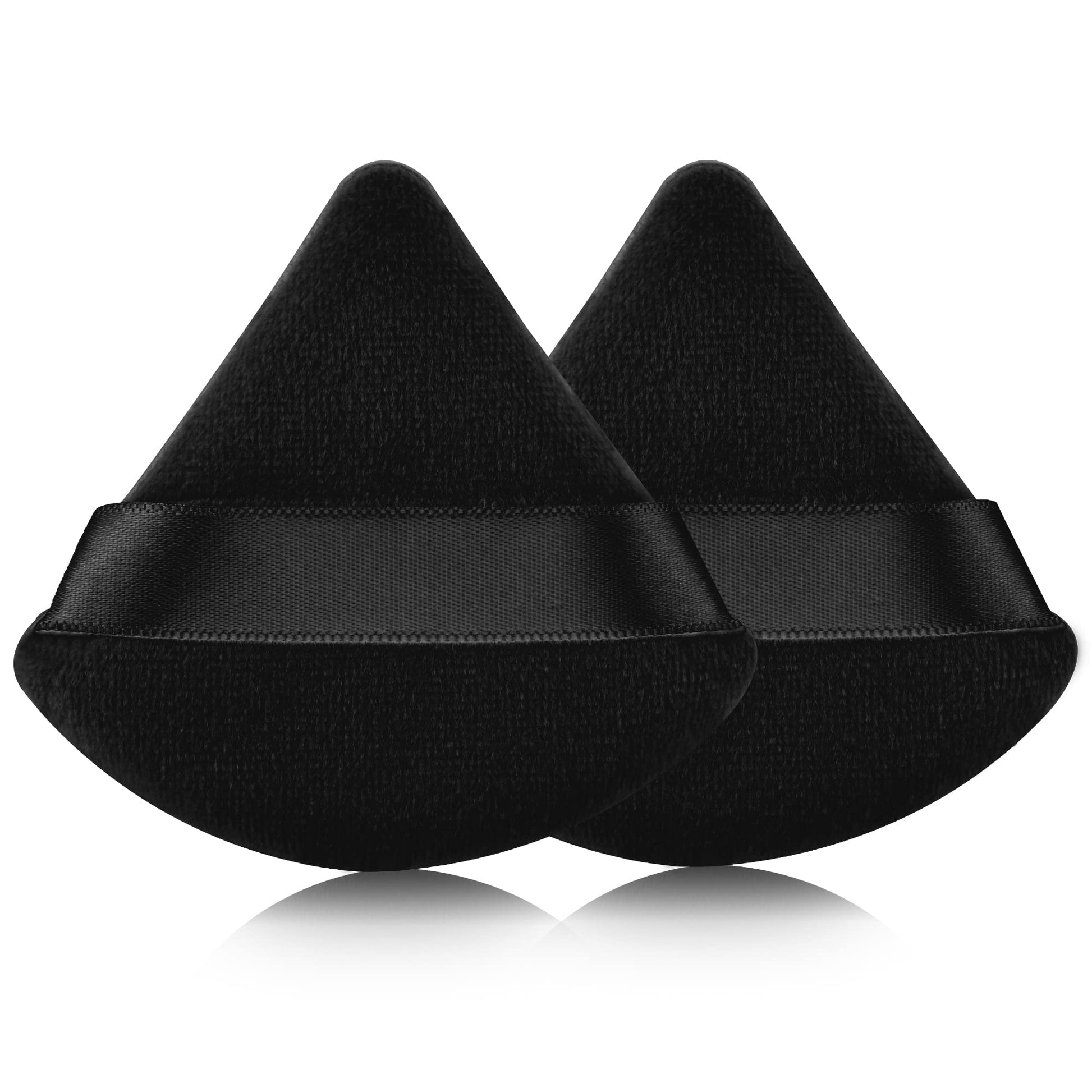 2 Pcs EVAOUXIU Triangle Powder Puff for Face Powder, Soft Plush Setting Powder Puff, Velour Cosmetic Foundation Blender Sponge Beauty Makeup Tools (Black) - Medaid International