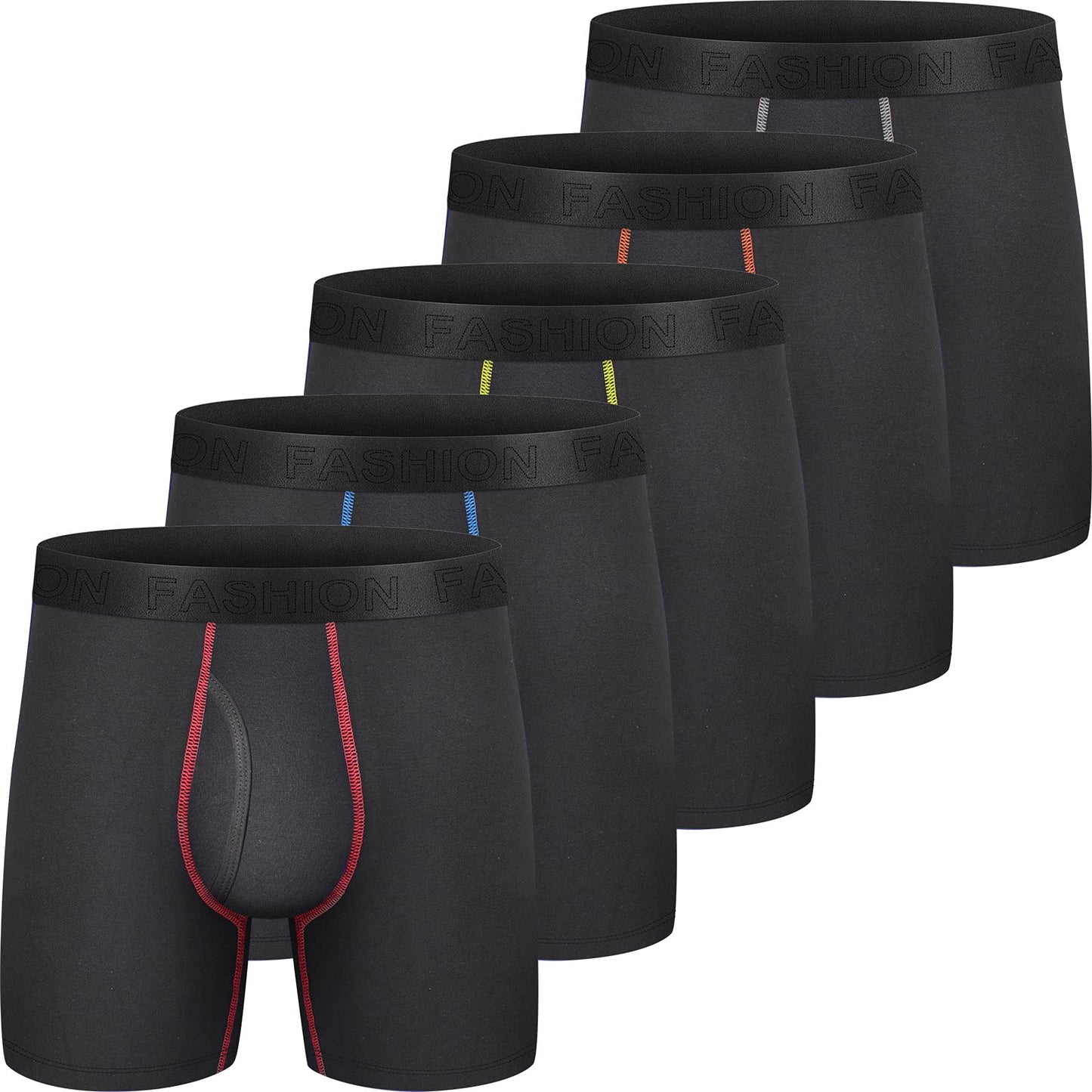 CONKEND Mens Boxer Briefs Cotton Underwear Pack Breathable no Ride up 6" Wide Waistband Tageless Boxers Briefs for Men 5Pack - Medaid International