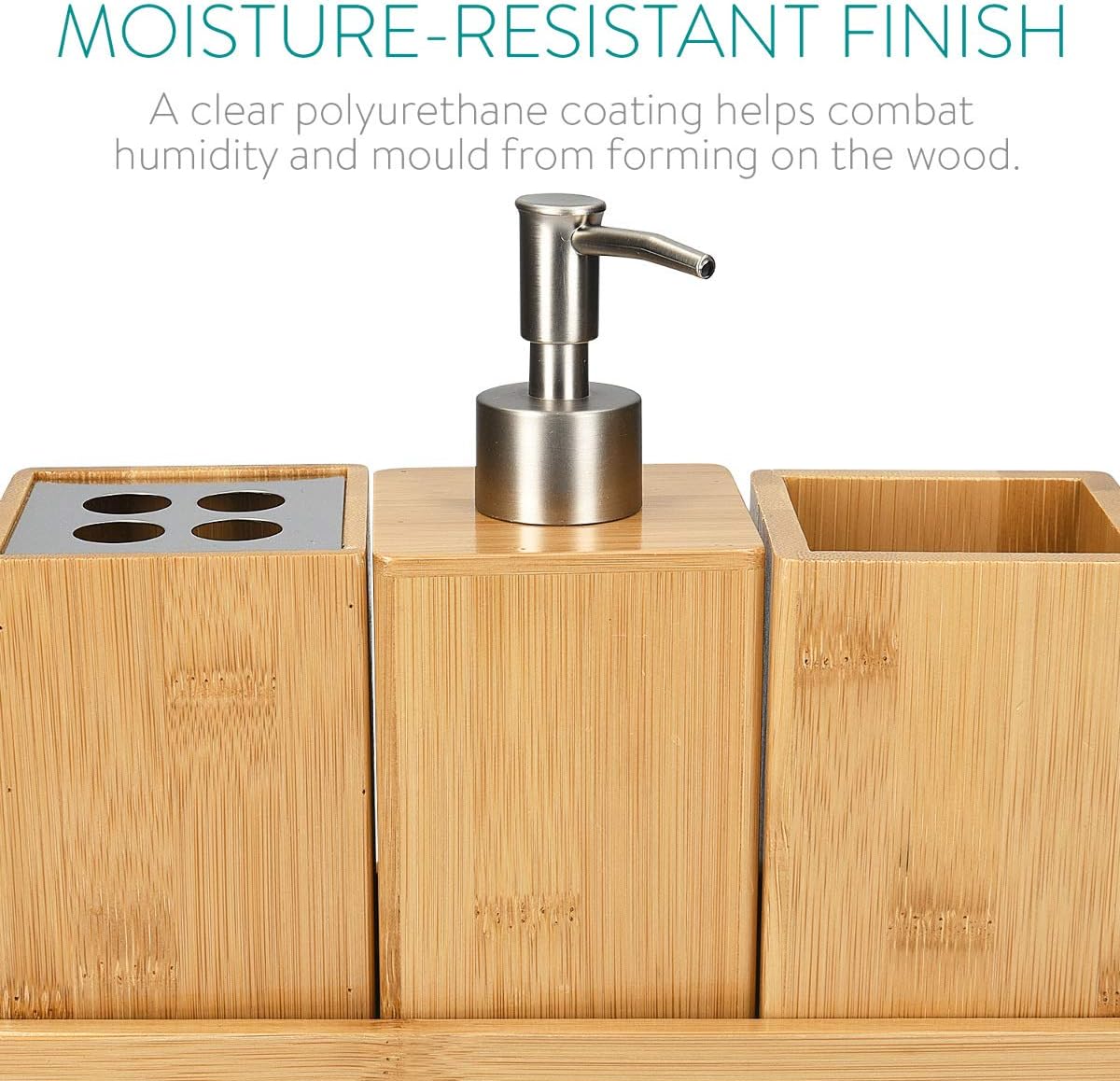 Danny Home Natural Bamboo Bathroom Accessories Set