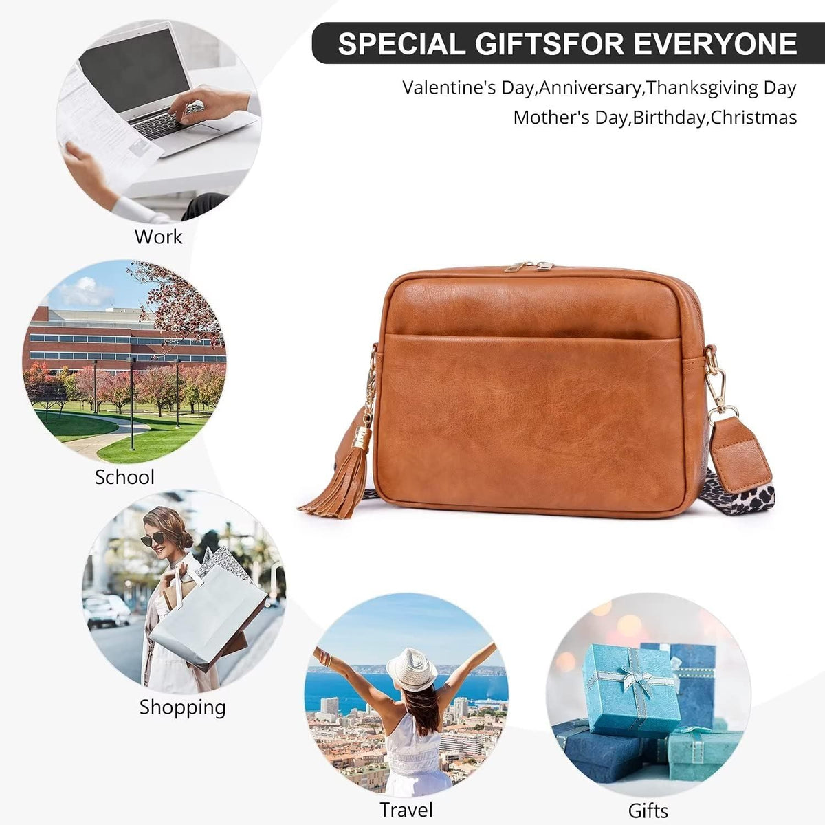 TERRIFI Crossbody Bags, Thick Strap Cross-body Bags, handbag for women Vegan Leather, Leather Crossbody Bag Suitable for going out shopping, ladies and girls