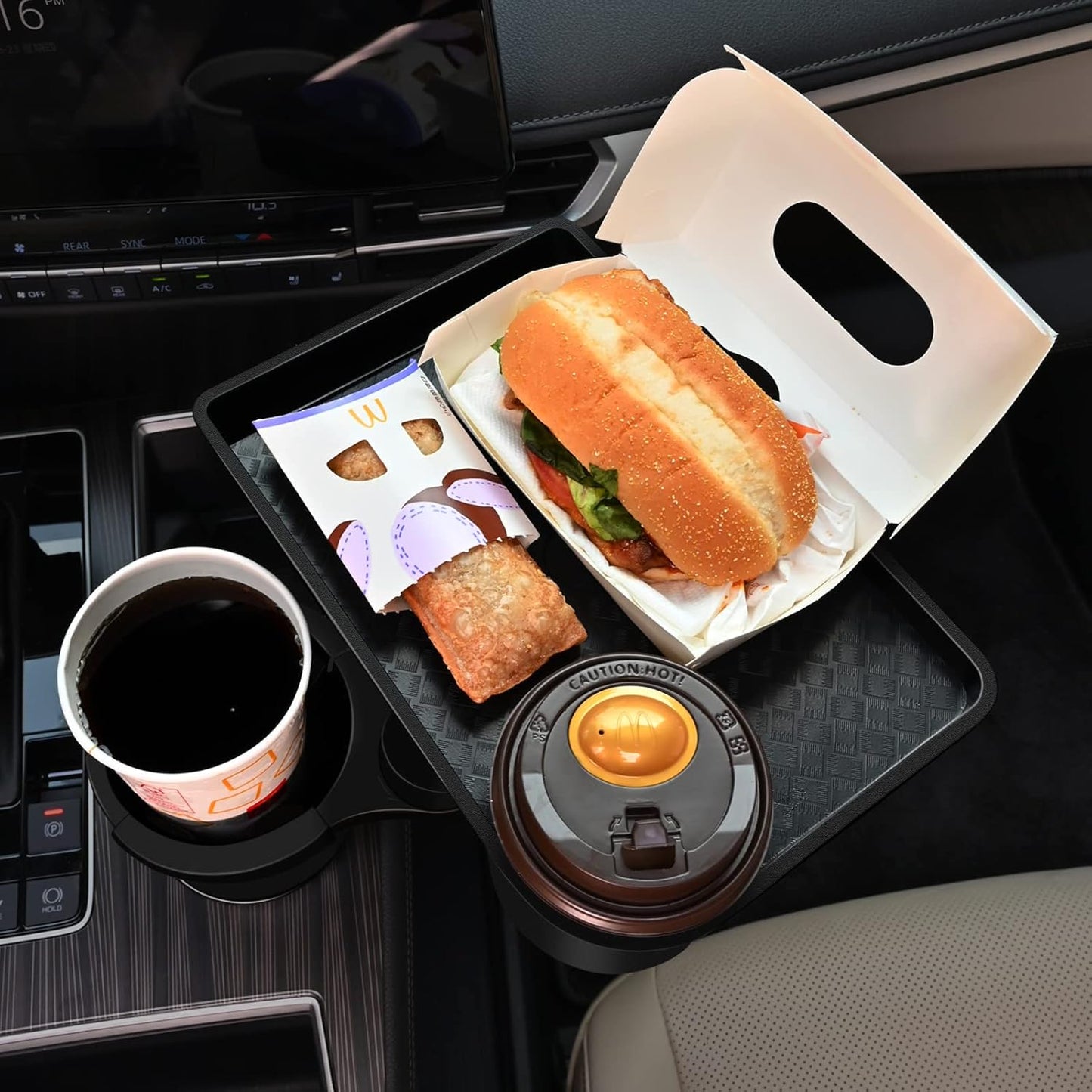 Car Cup Holder Expander with Food Tray