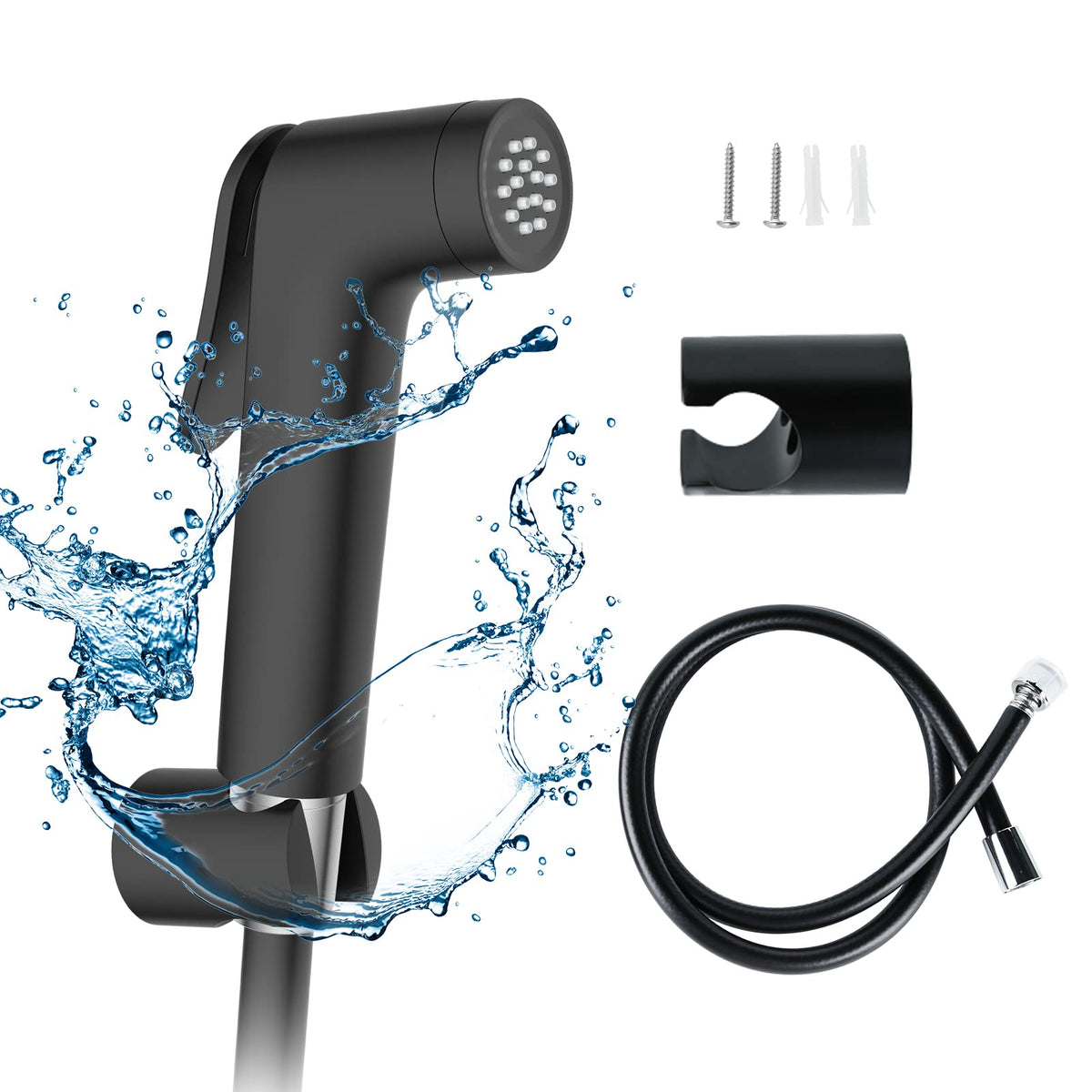 JOMOO Matte Black Handheld Bidet Sprayer Set, High-Pressure Shattaf Set with 1.2m Bidet Hose, Fingerprint-Resistant, Press & Keep Handspray for Toilet & Personal Hygiene, Cloth Diaper