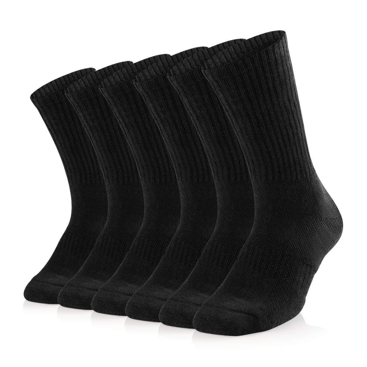 SOX TOWN Unisex Cushioned Crew Training Athletic Socks Men & Women with Combed Cotton Moisture Wicking Breathable Performance(Black L) - Medaid International