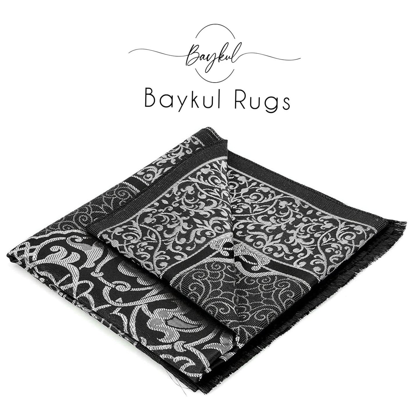 BAYKUL Muslim Prayer Rug, Islamic Turkish Prayer Rugs, Great Ramadan Gifts, Prayer Mat for Women and Men,Islam Carpet,Portable Muslims Mats,Praying Rugs Islam with Beads-Gift Prayer Beads 99 (Grey) - Medaid International
