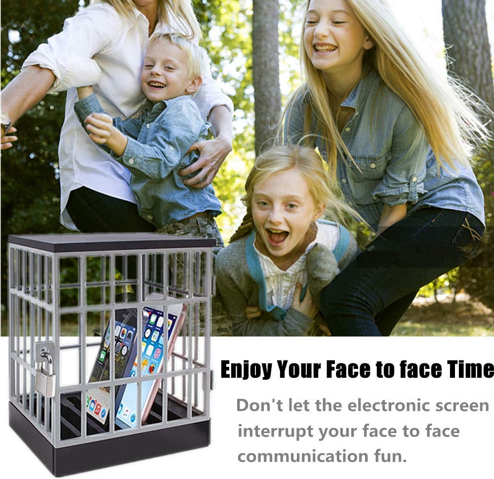 Mobile Phone Jail Cell Phones Prison Lock Up Safe Smartphone Stand Holders Classroom Home Table Office Storage Gadget -Family Time, Party Fun Novelty Gift Idea - Medaid International