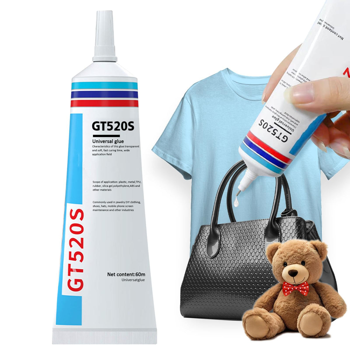 TERRIFI 4oz Leather Glue Adhesive, Clear Waterproof Glue for Purses, Car Seats, Fabrics, Vinyl, and Sofas, Strong Adhesive for Leathercraft and Upholstery, Durable and Versatile (60ml)