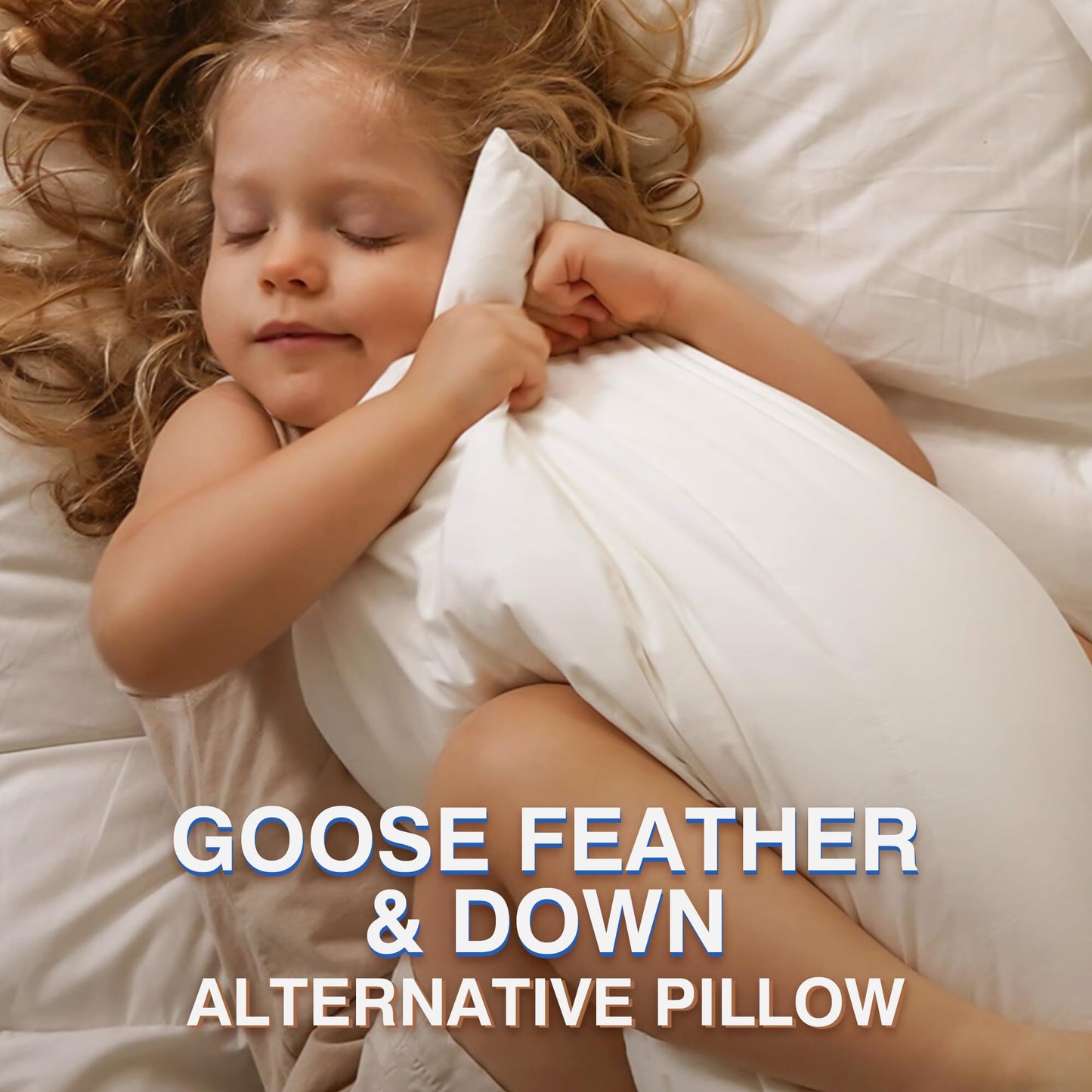 zibroges Goose Feather Pillows Queen Size Pack of 2 - Hotel Down Bed Pillow for Sleeping, Soft 600 Thread Count Cotton Cover, Fluffy Support Surround Fill Polyester for Side, Stomach, Back Sleepers - Medaid International