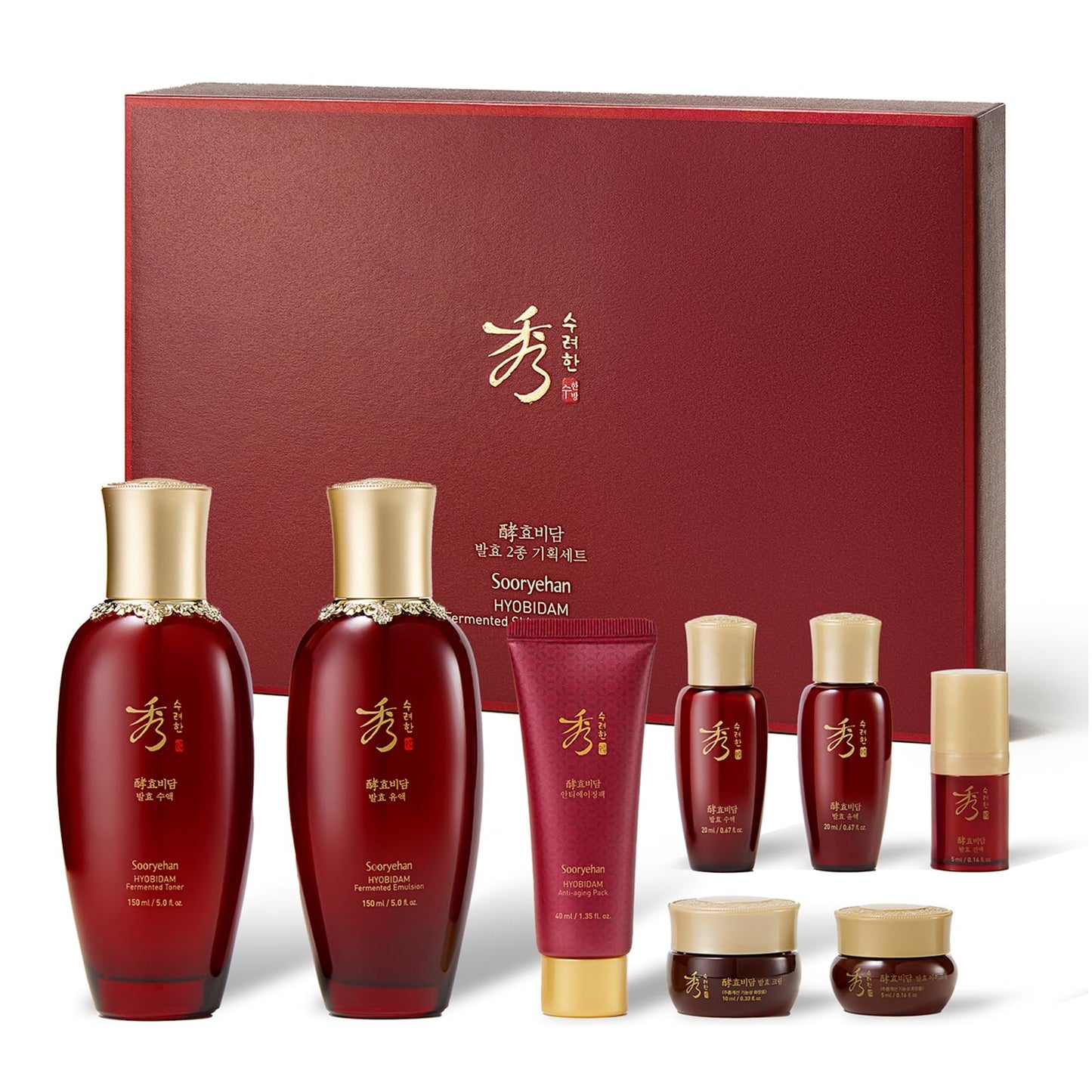 Sooryehan Ginseng Skincare gift Set - Hyobidam Korean Skin Care Set, Premium Gift Set for Intense Hydration, Firm Skin, Wild Ginseng, 13.53 fl oz - Medaid International