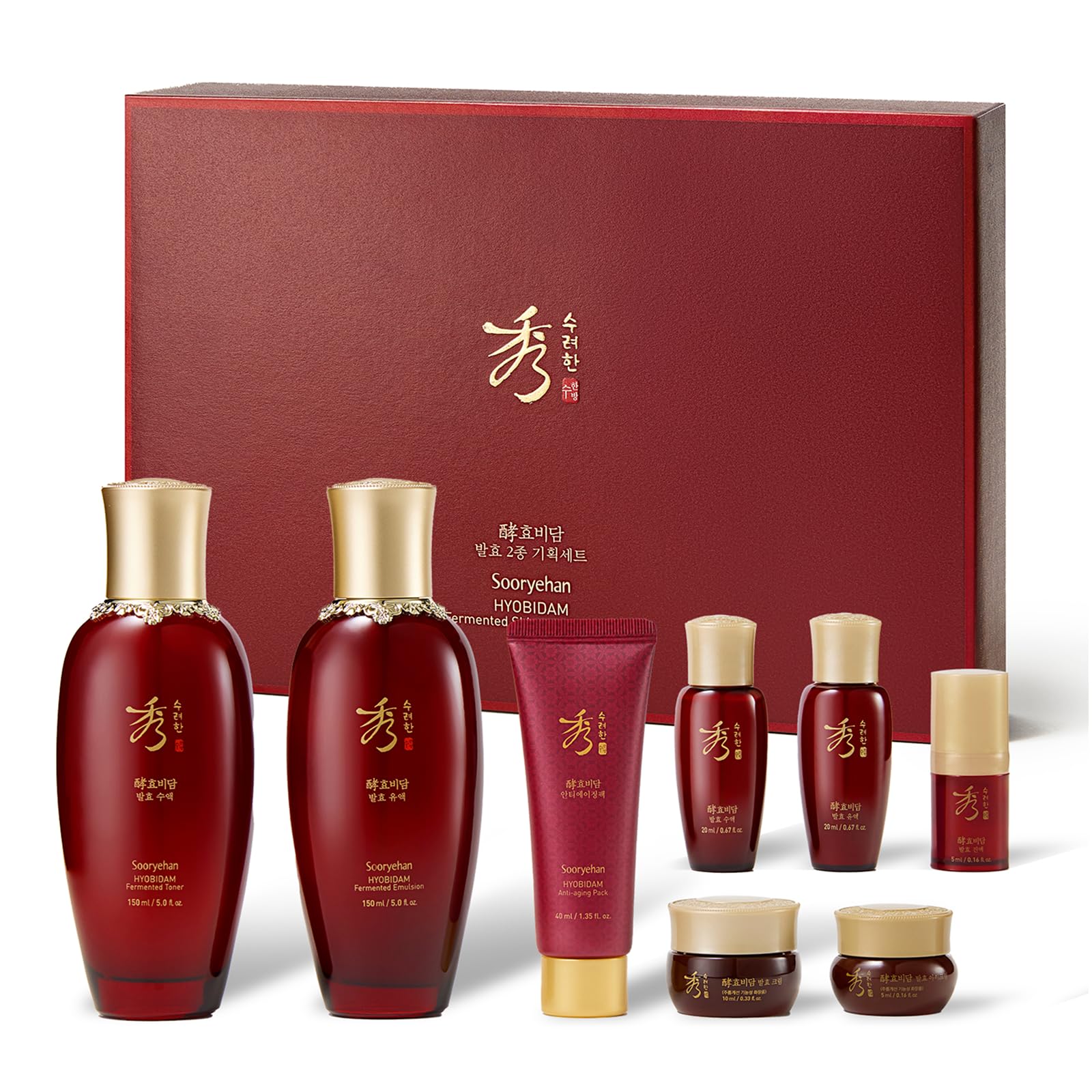 Sooryehan Ginseng Skincare gift Set - Hyobidam Korean Skin Care Set, Premium Gift Set for Intense Hydration, Firm Skin, Wild Ginseng, 13.53 fl oz - Medaid International