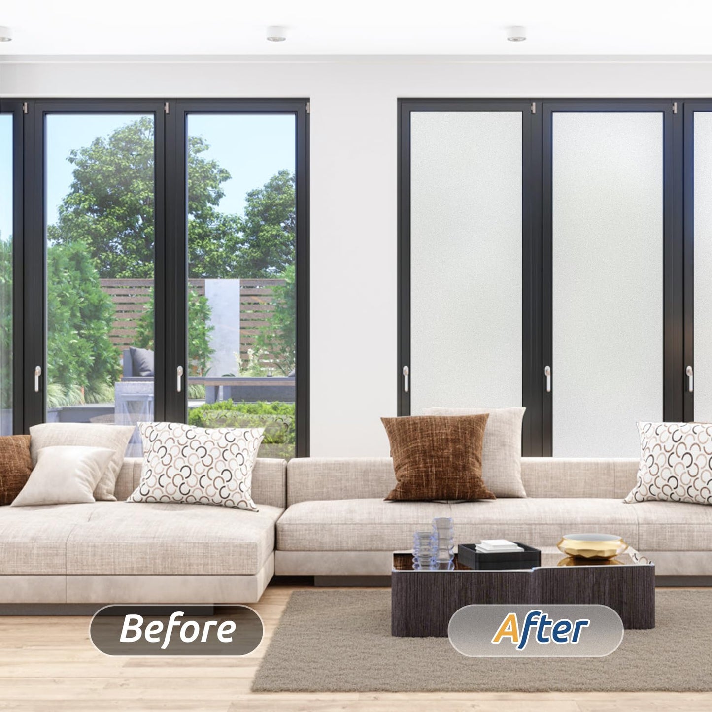 rabbitgoo Window Privacy Film, Frosted Glass Window Clings, Static Cling UV Heat Blocking Door Stickers for Home Bathroom, Removable Indoor Decal Coverings Day and Night, Pure, 17.5 x 78.7 Inches - Medaid International