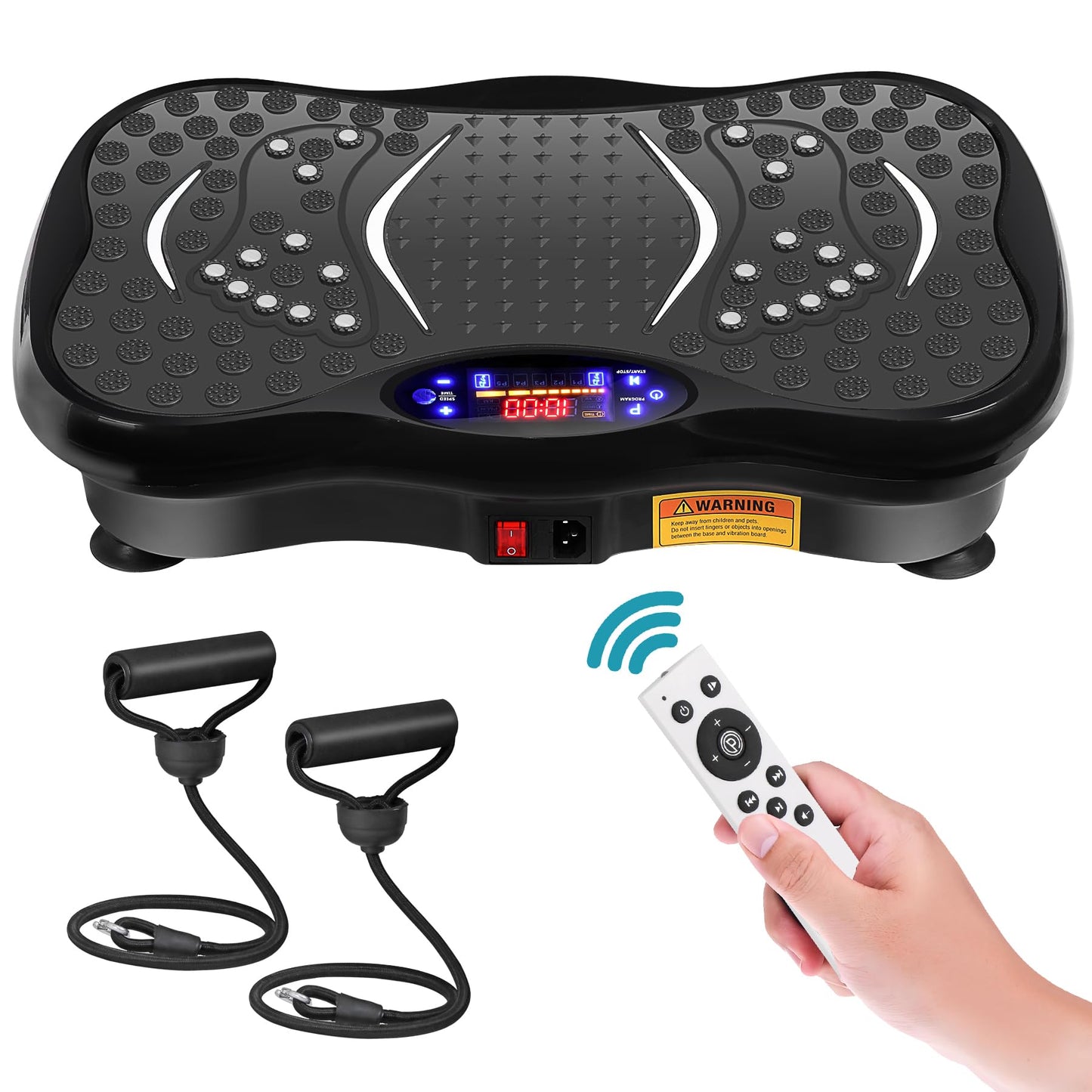 LEMY Mini Vibration Plate Machine with Remote Control,120 Speed Levels and Loop Bands,Whole Body Workout Vibration Platform for Weight Loss,Lymphatic Drainage,Muscle Toning,Cellulite Reduction at Home