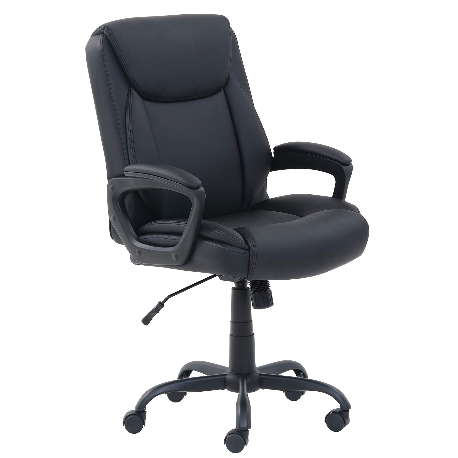 Amazon Basics Classic Puresoft PU Padded Mid-Back Height Adjustable Office Computer Desk Chair with Armrest, 26"D x 23.75"W x 42"H, Black - Medaid International