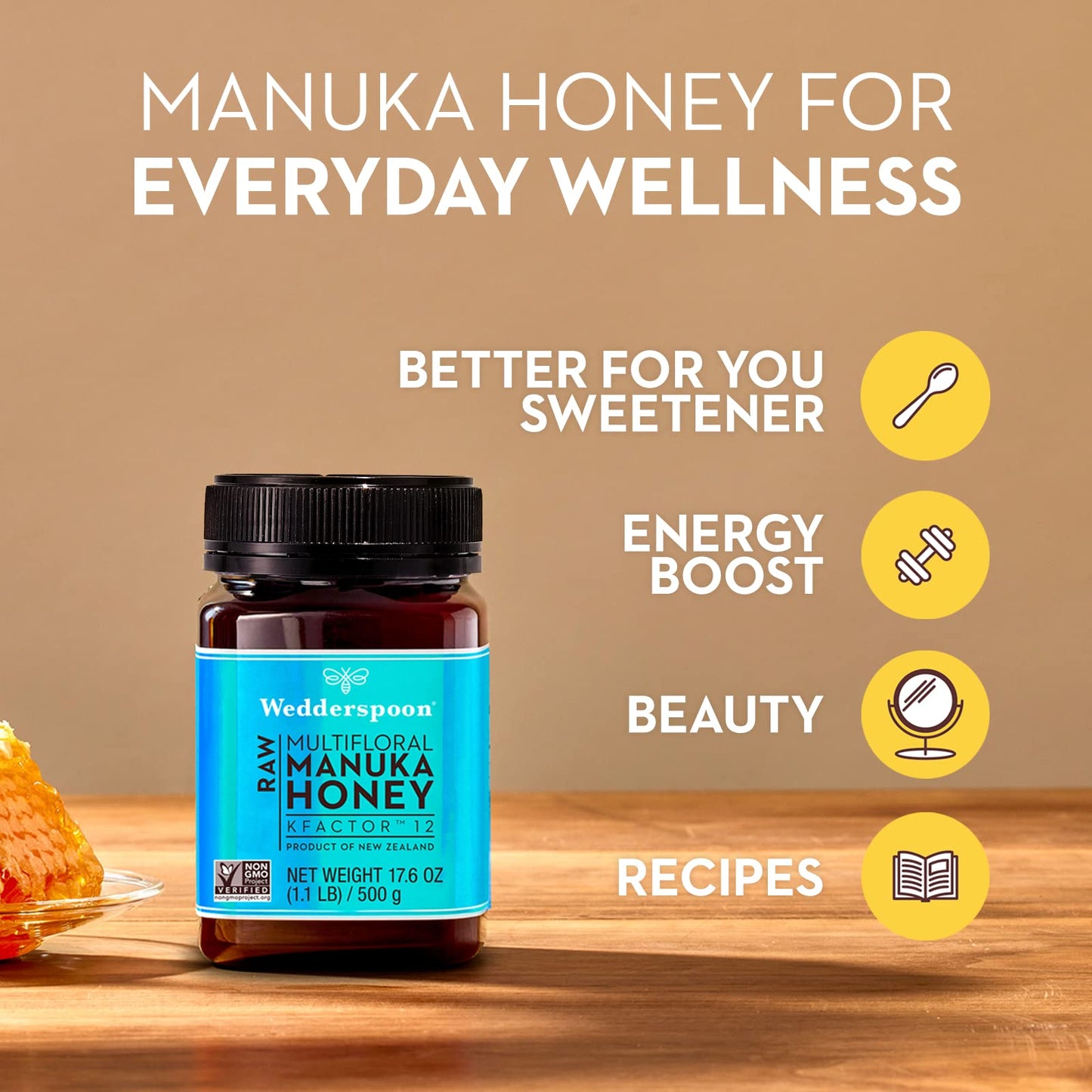 Wedderspoon Raw Premium Manuka Honey, KFactor 12, 8.8 Oz, Unpasteurized, Genuine New Zealand Honey, Non-GMO Superfood, Traceable from Our Hives to Your Home - Medaid International
