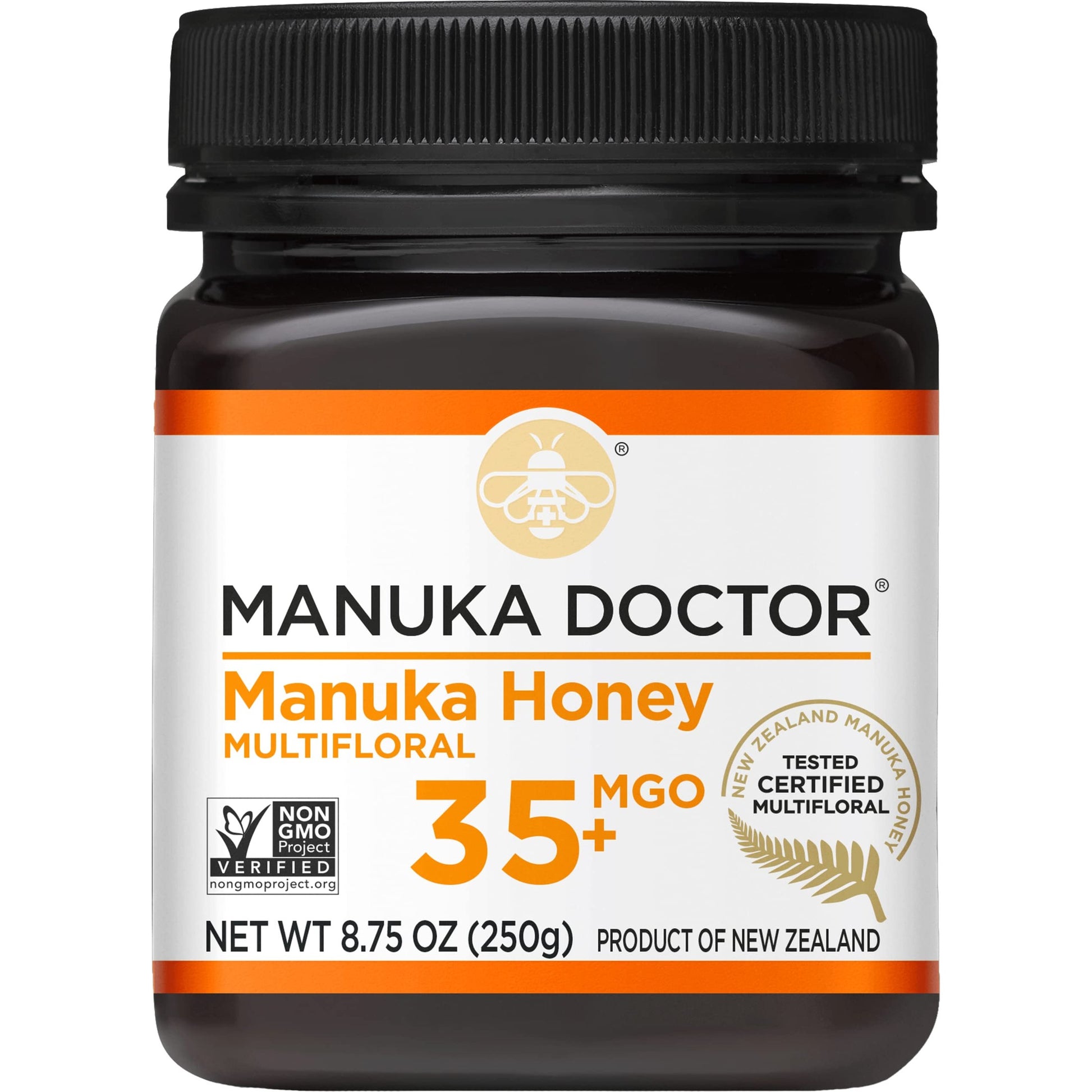 Manuka Doctor - MGO 35+ Manuka Honey Multifloral, 100% Pure New Zealand Honey. Certified. Guaranteed. Raw. Non-GMO (8.75oz) - Medaid International