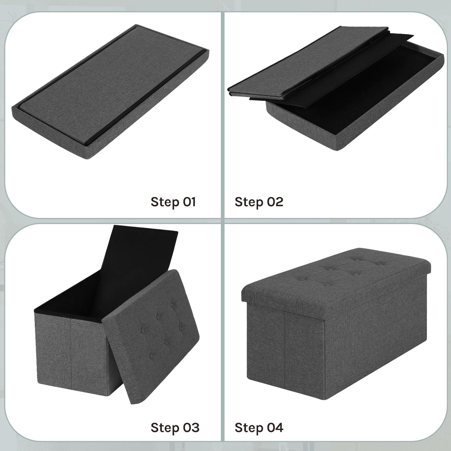 WOLTU Footstool Storage bench (SH10DGR_1)