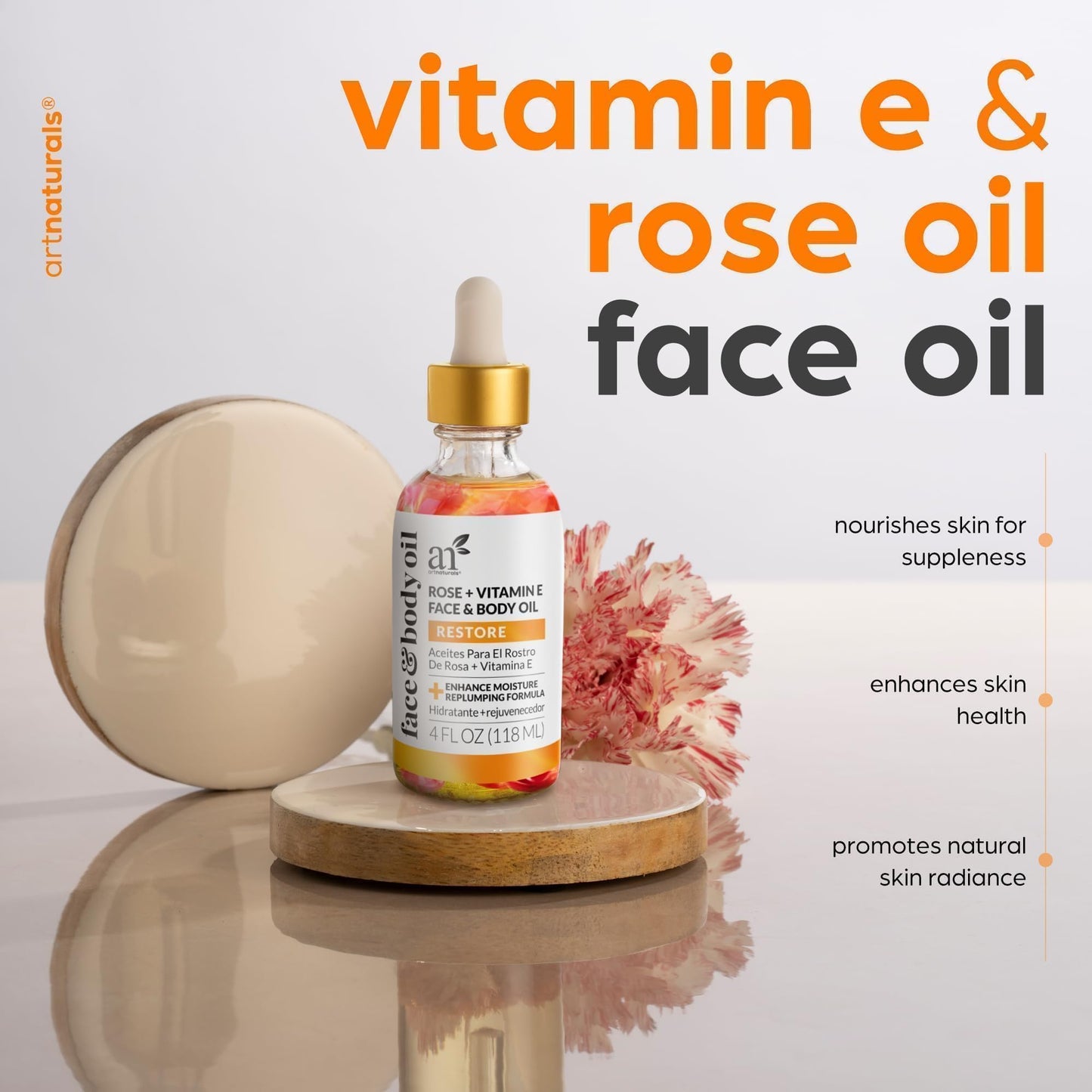 ArtNaturals Face & Body Vitamin E Bio Oil 4.0oz + Gua Sha Facial Tools Set - Organic Moisturizer Skincare for Scars, Stretch Mark, Cellulite & Nails - Great Massage oil for Massaging Joint & Muscle - Medaid International