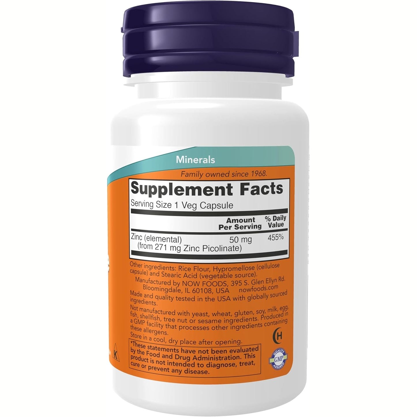 NOW Foods, Zinc Picolinate, 50 mg, 30 Veg Capsules