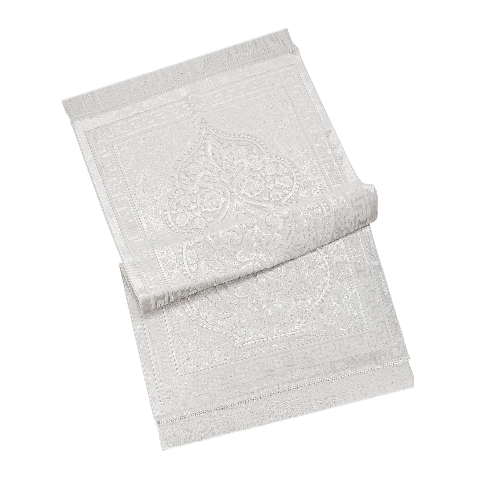 ihvan online, Soft Plush Lux Velvet Muslim Prayer Rug | Thick Janamaz | Sajadah | Soft Islamic Prayer Rug | Islamic Gifts | Prayer Carpet Mat, Elegant, Color: Cream - Medaid International