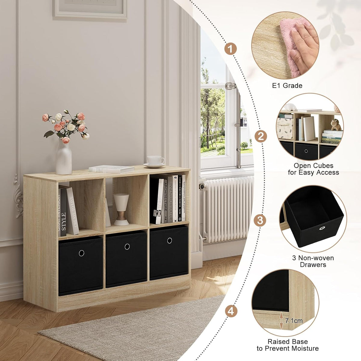 WOLTU Bookcase with 6 Cubes (SK033HEI)