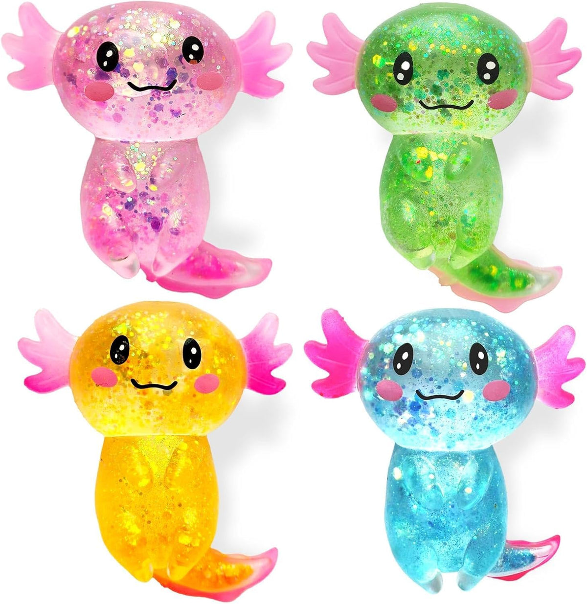 2pcs Axolotl Squishy Stress Relief Toy Glitter Fidget Toys Cute Malt Sugar Toy for Kids,Party Favors Anxiety Relief Taba Squishy Toys,Classroom,Party Favors,Goodie Bags Fillers,Birthday Day Gift