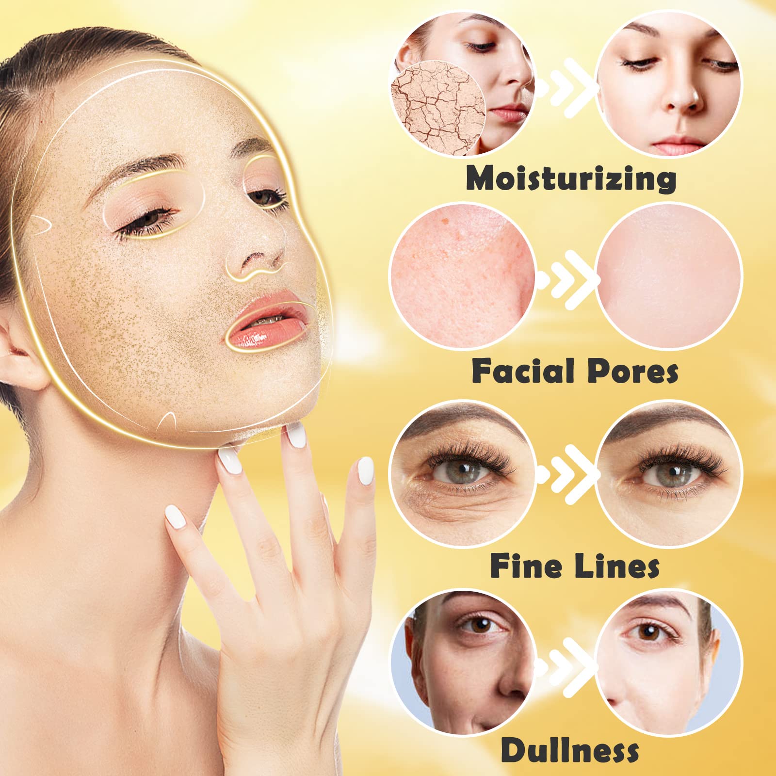 Permotary 6 PCS 24k Gold Crystal Gel Collagen Facial Masks, Deep Moisturizing Facial Sheet for Women Skin Care Revitalize Skin - Medaid International