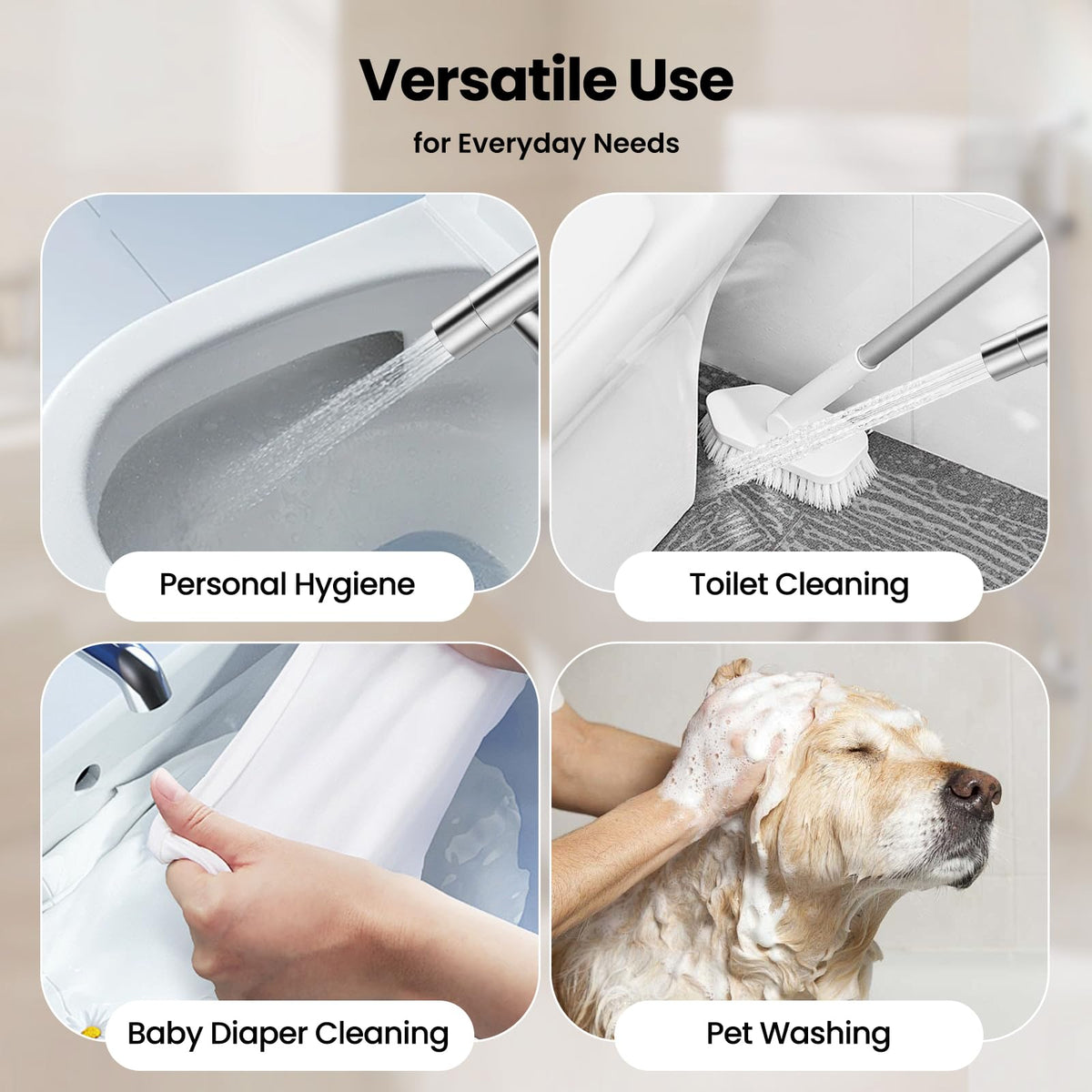 JOMOO Handheld Bidet Sprayer for Toilet, Adjustable Water Pressure Jet Spray with 47" Bidet Hose for Feminine Wash, Bathroom Hygiene Attachment for Cloth Diaper Cleaning