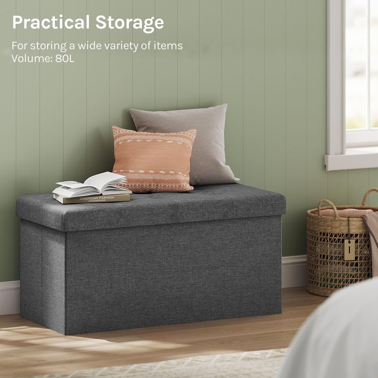 WOLTU Footstool Storage bench (SH10DGR_1)