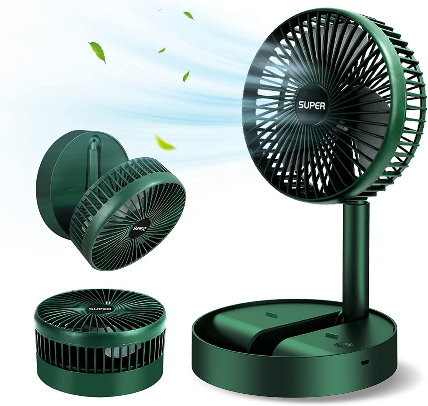 Foldable Desk Fan 3 Speeds, 180° Tilt Adjustable Rechargeable Fan with Low Noise & Long Battery Life - Medaid International