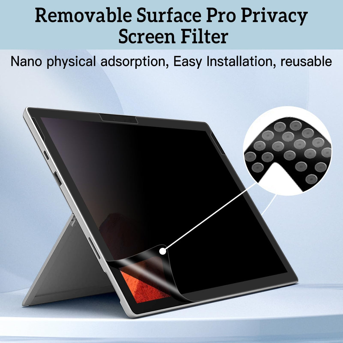 TERRIFI Privacy Screen for Surface Pro 11, Compatible with 13" Microsoft Surface Pro 11 (2024), Pro 9 (2022), Pro 8 (2021), Pro X, Removable Anti-Spy, Anti-Glare, Anti-Blue Light Protector