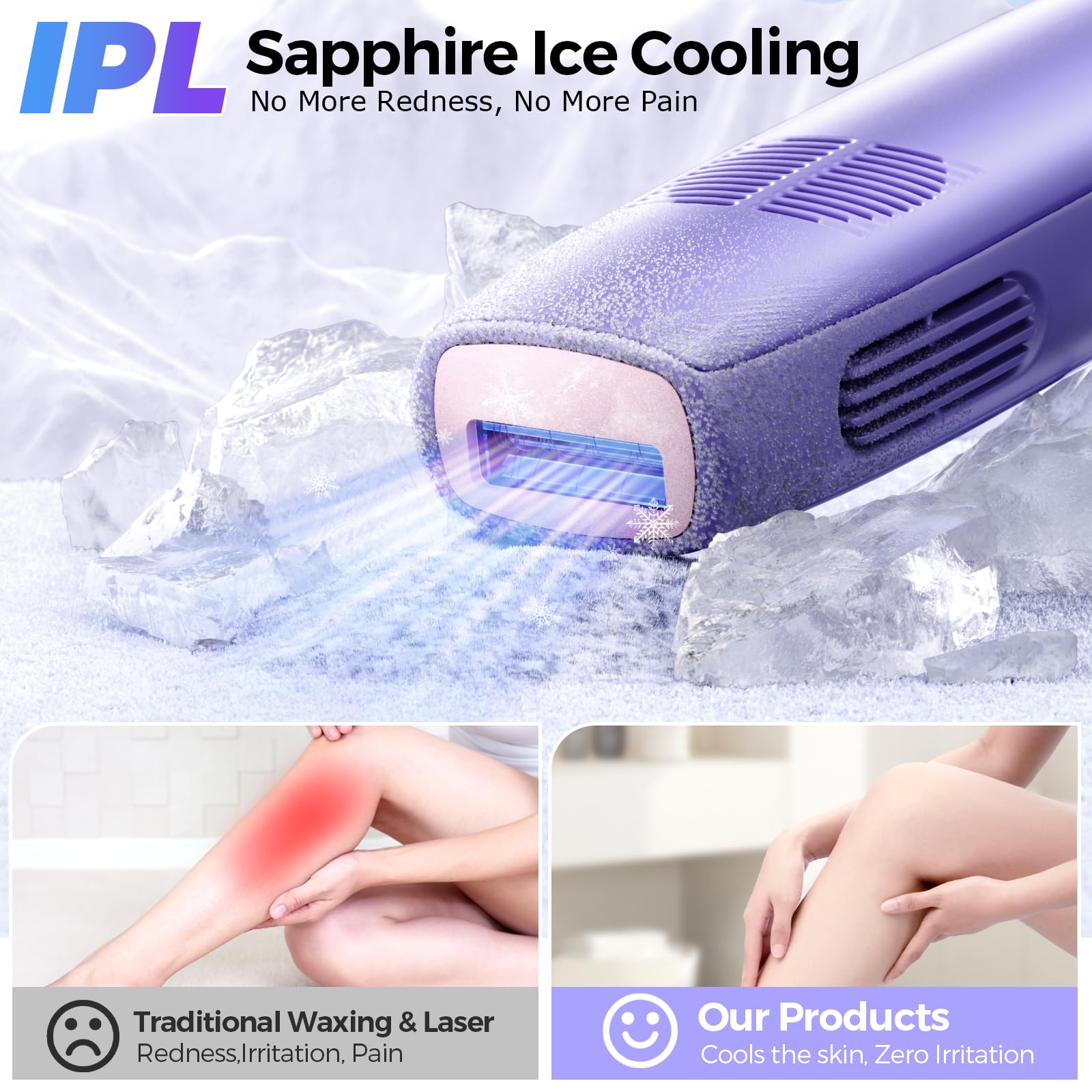 Laser Hair Removal with 5℃ Ice Cooling, Painless IPL Laser Hair Removal Device for Women & Men, 999,999 Flashes, 5 Levels, 2 Modes, Permanent At-Home Hair Removal for Face & Body, with 3 in 1 Set - Medaid International