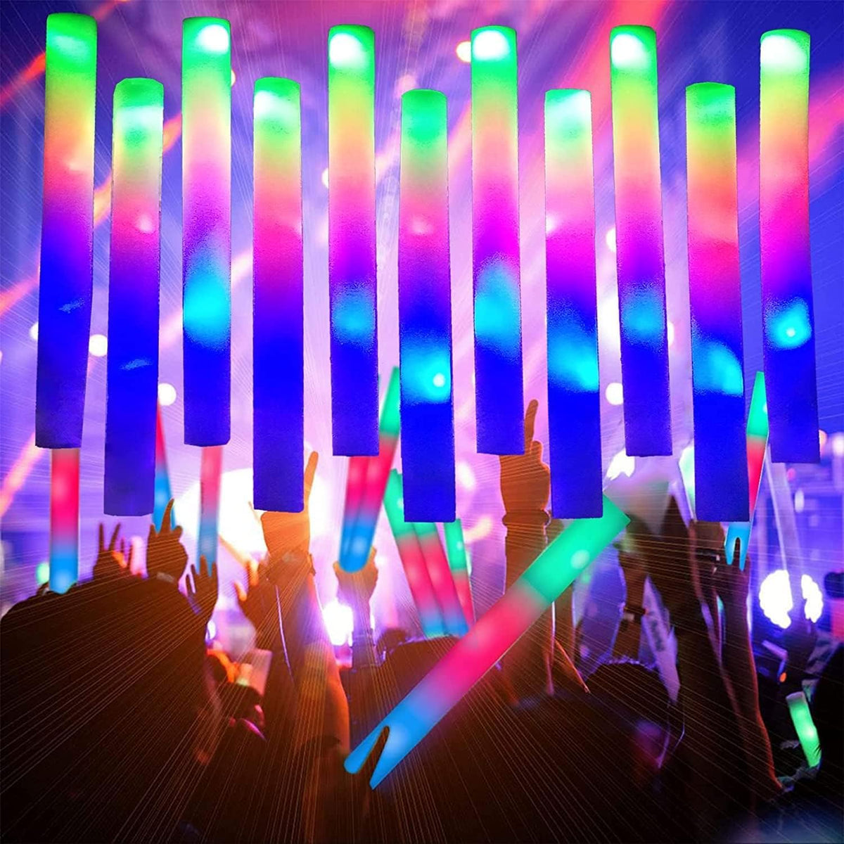 16 PCS Foam Glow Sticks Bulk,Glow in The Dark Party Supplies,3 Modes Flashing LED Light Sticks Glow in The Dark Party Supplies Light Up Toys for Parties