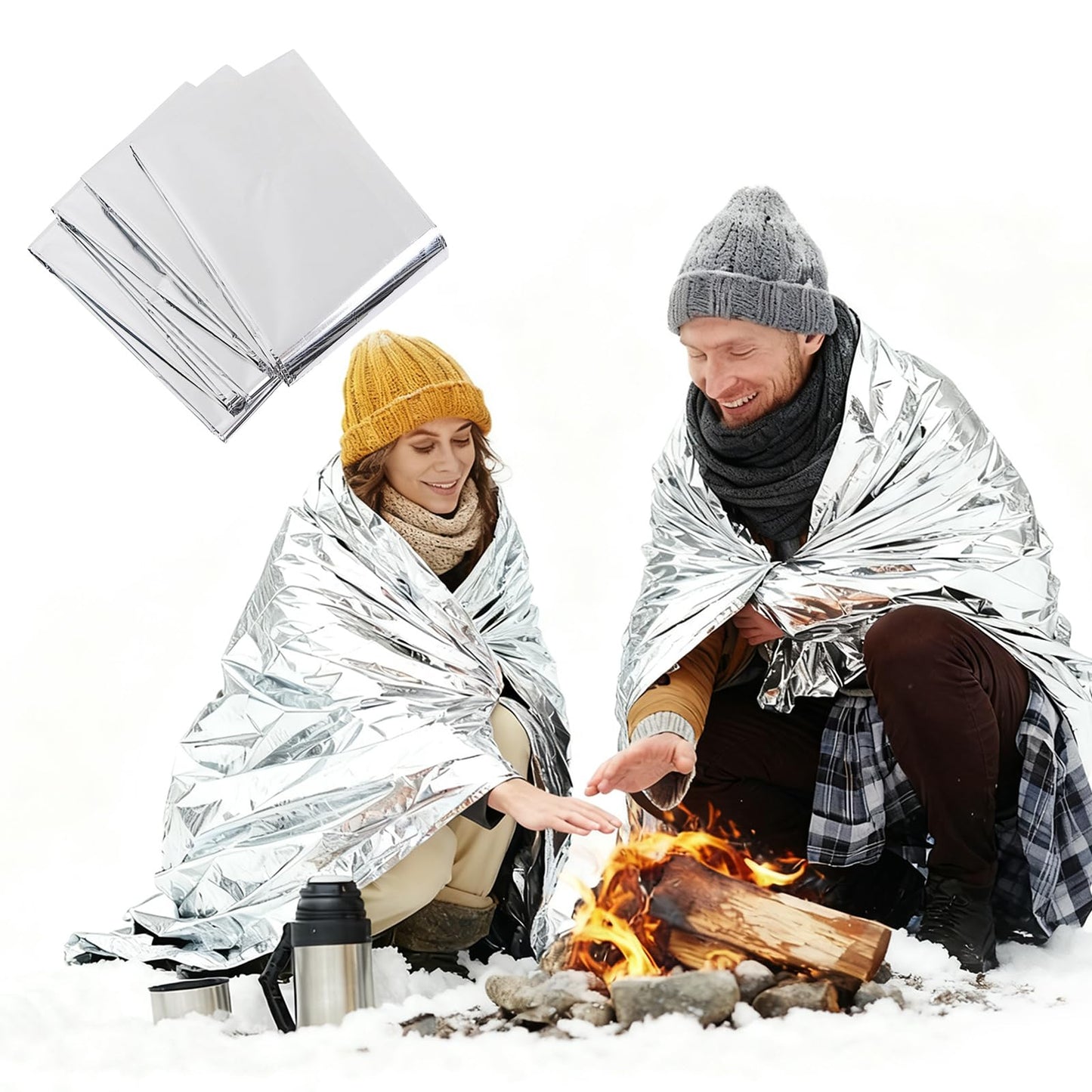 4 Pack Emergency Blankets, 51 * 82 in Space Blanket Survival Gear kit Camping Blanket, for Outdoors, Hiking, Bug Out Bag, or First Aid 1
