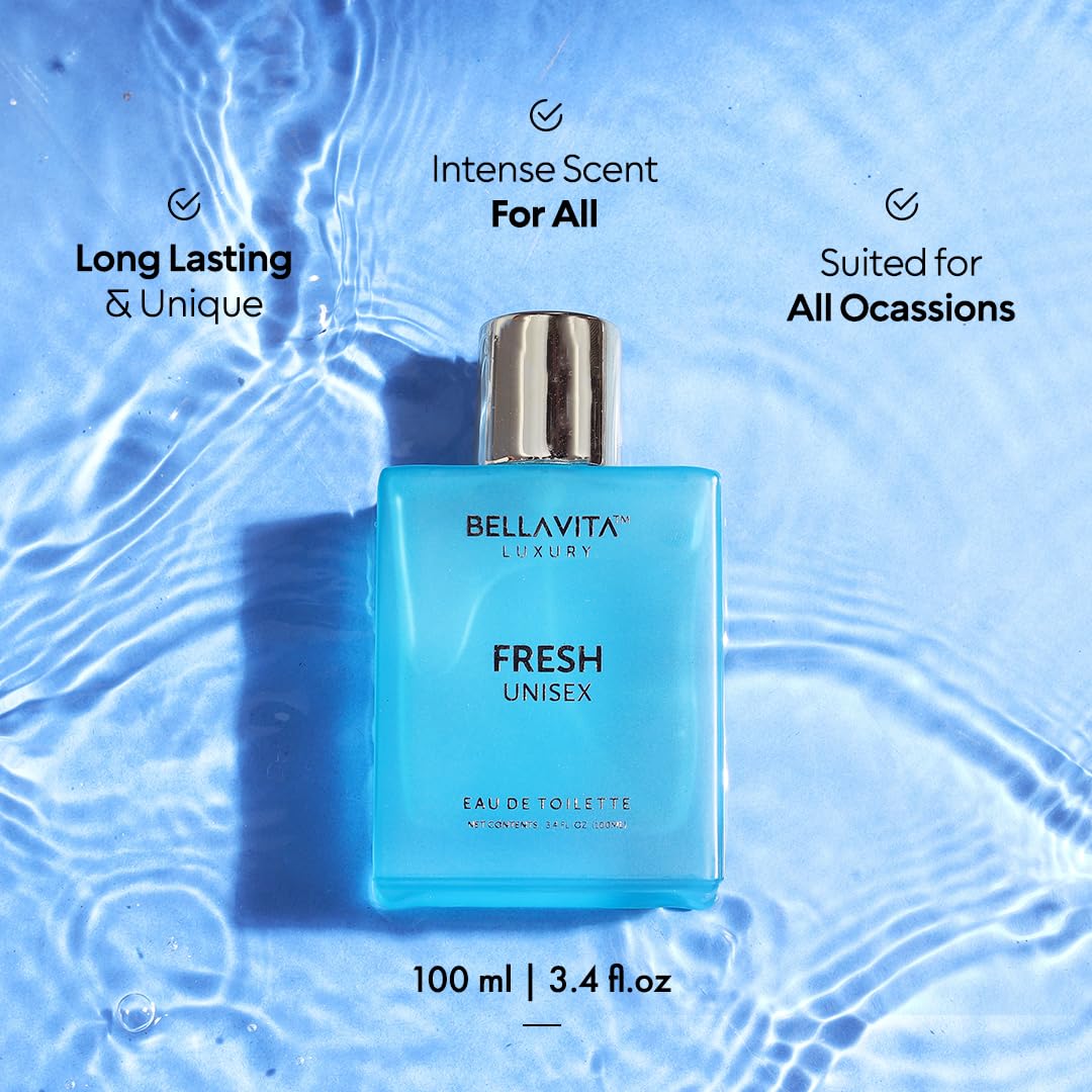 BellaVita Luxury Fresh Unisex Eau de Toilette (3.4 fl. oz.) | Long-Lasting Fragrances with Bergamot, Lavender, Ylang-Ylang & Sweet Almond | Fresh Toilette with French citrusy Notes - Medaid International