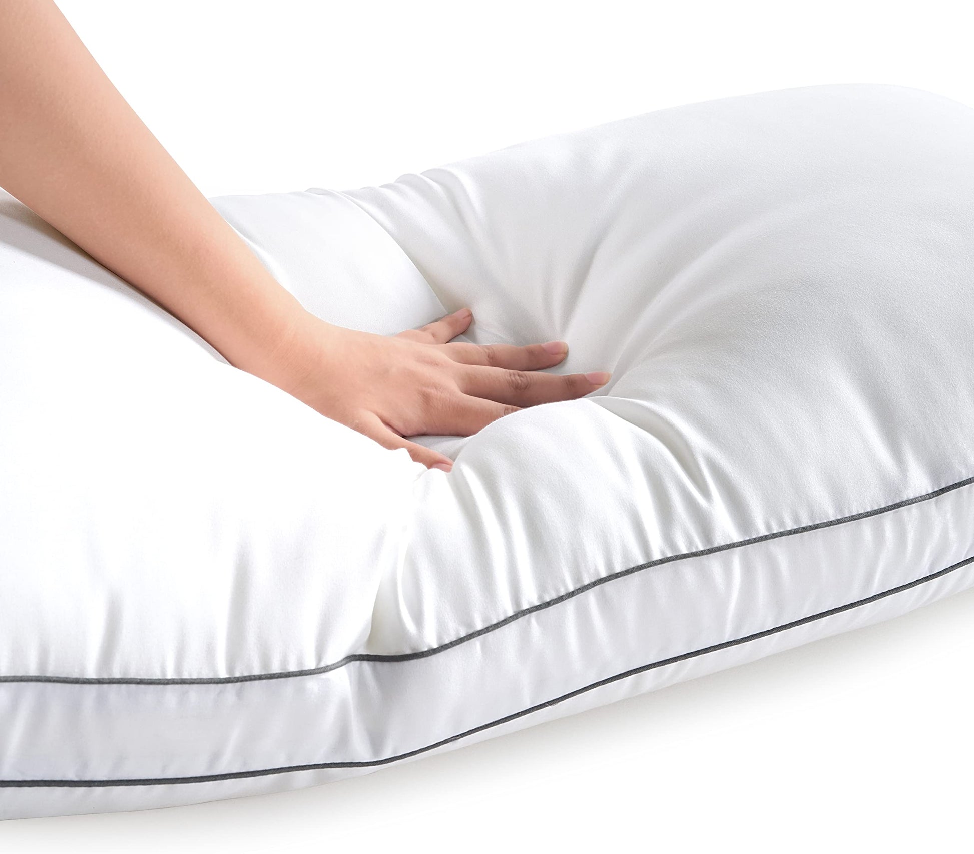 LANE LINEN Pillows Standard Size Set of 4 - Medium Soft Support Gusseted Hotel Quality Pillows for Sleeping, Oeko Tex Certified, Down Alternative Perfect for Back, Stomach or Side Sleepers - White - Medaid International
