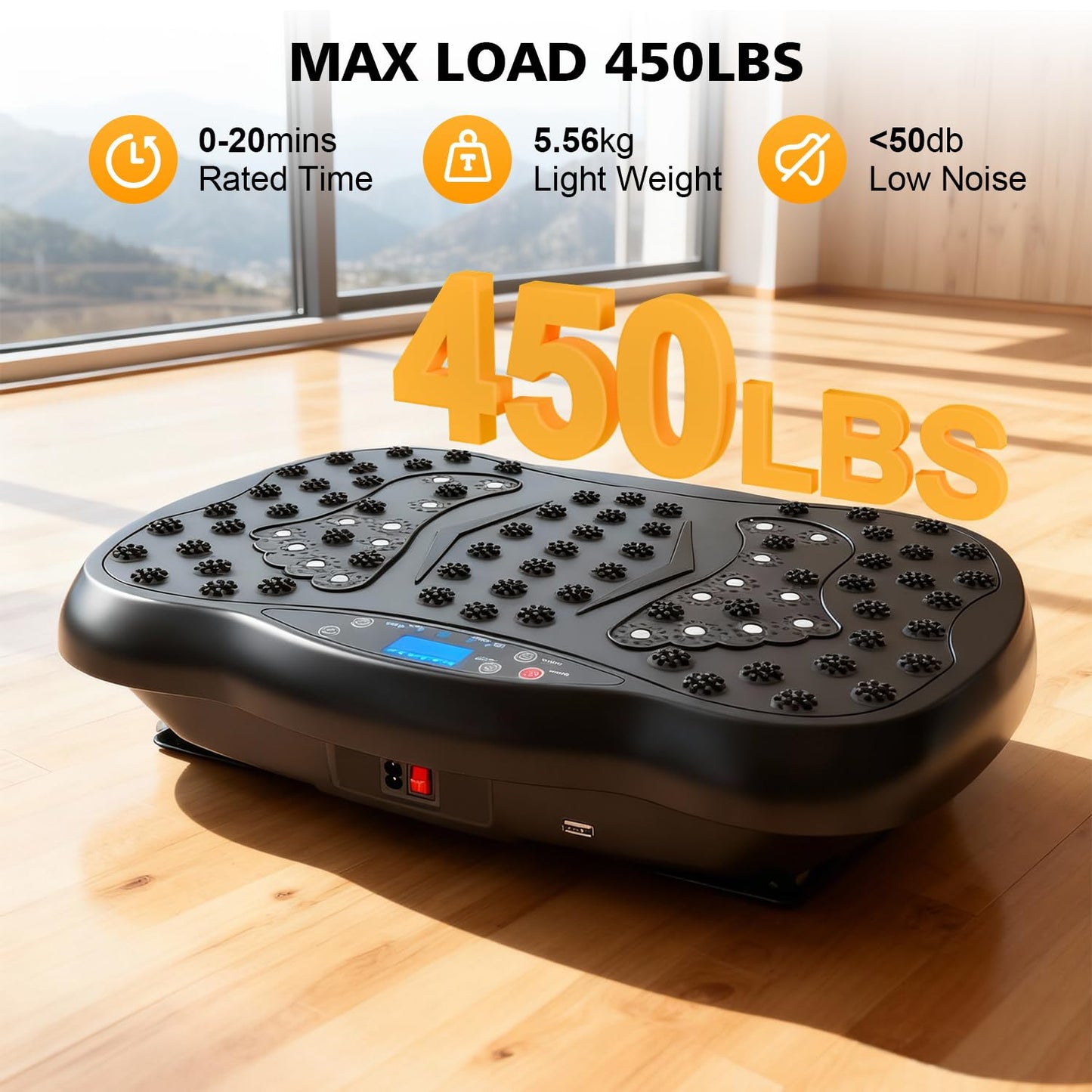 FURFAST Vibration Plate Exercise Machine, 10 Auto Modes/200-Levels Vibrating Plate for Lymphatic Drainage Weight Loss, 450lbs Capacity Whole Body Shake Plate for Women Men