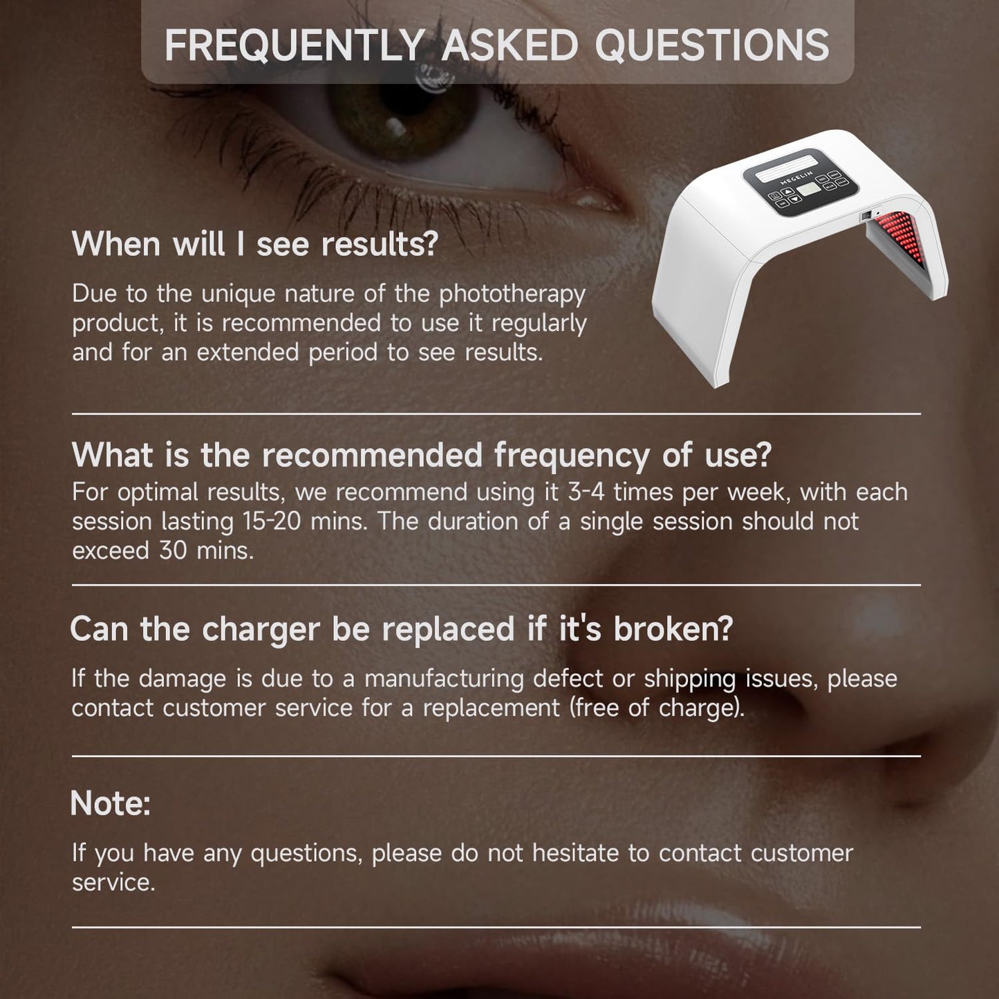 Megelin 8 in 1 Colors LED Light Therapy Machine - Medaid International